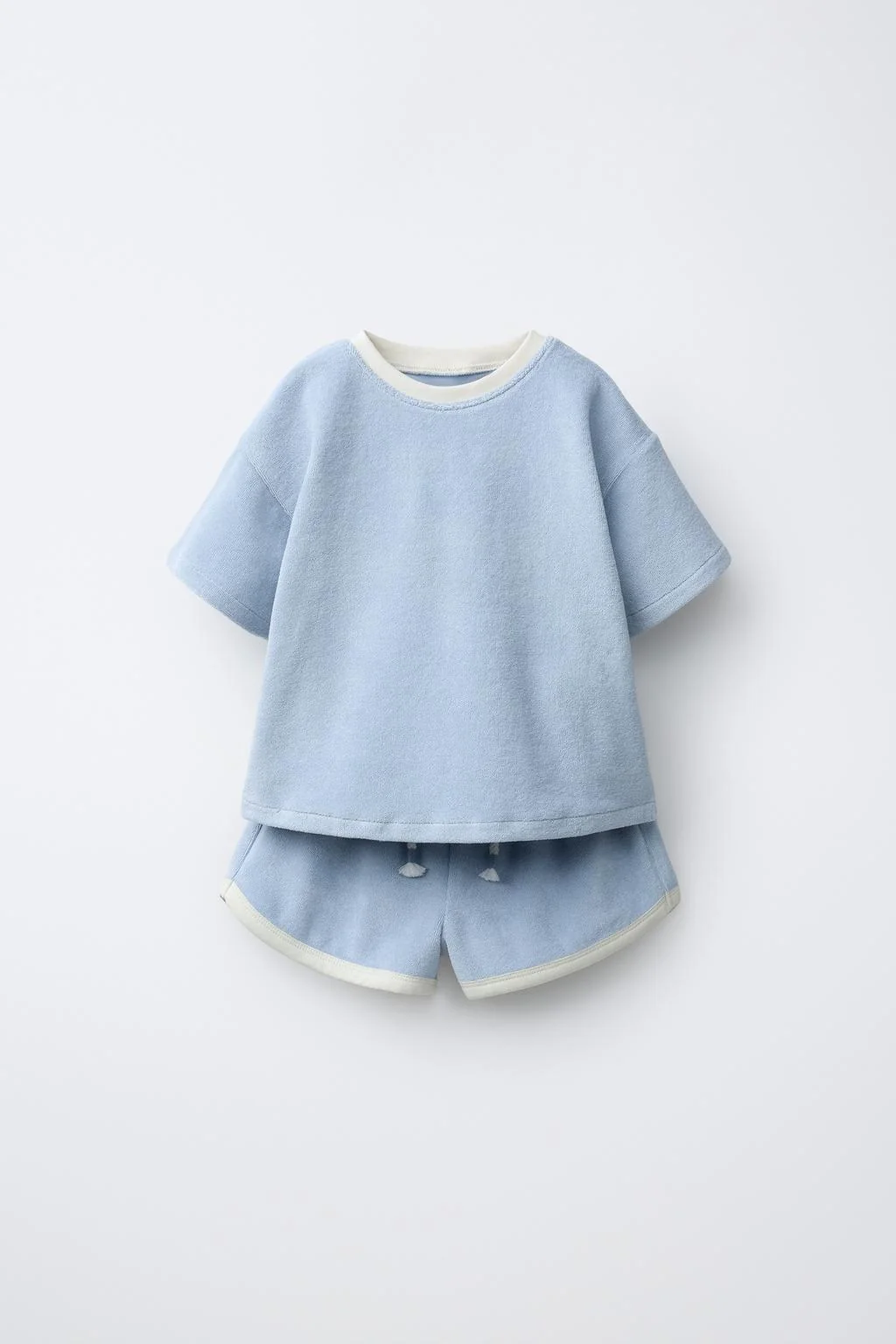 PLAIN TOWELLING T-SHIRT AND BERMUDA SHORTS SET