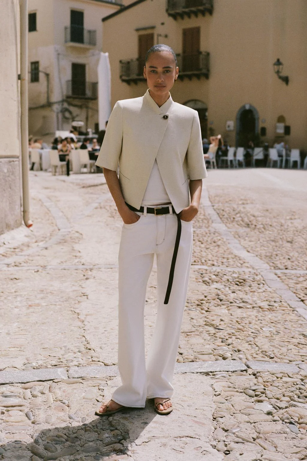 LINEN BLEND SHORT SLEEVE BLAZER