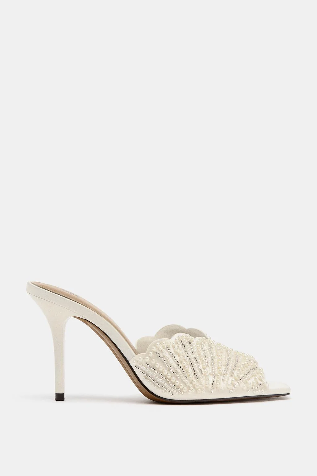 FAUX PEARL BACKLESS HIGH-HEEL SANDALS