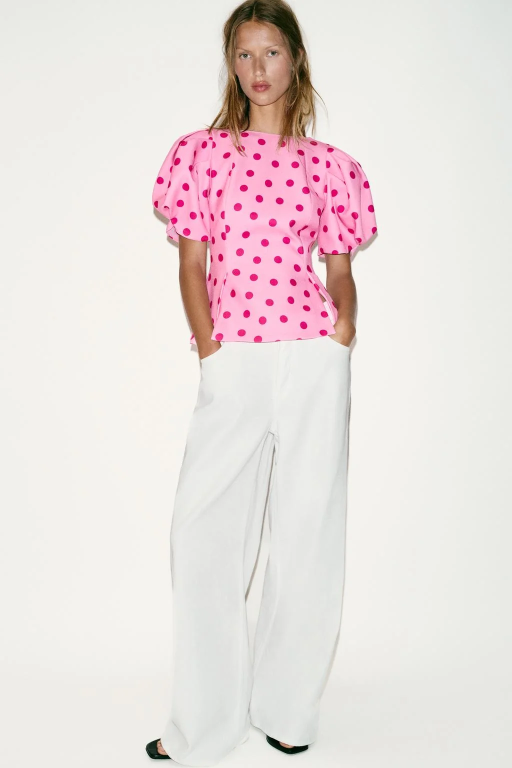 PUFF SLEEVE POLKA DOT TOP