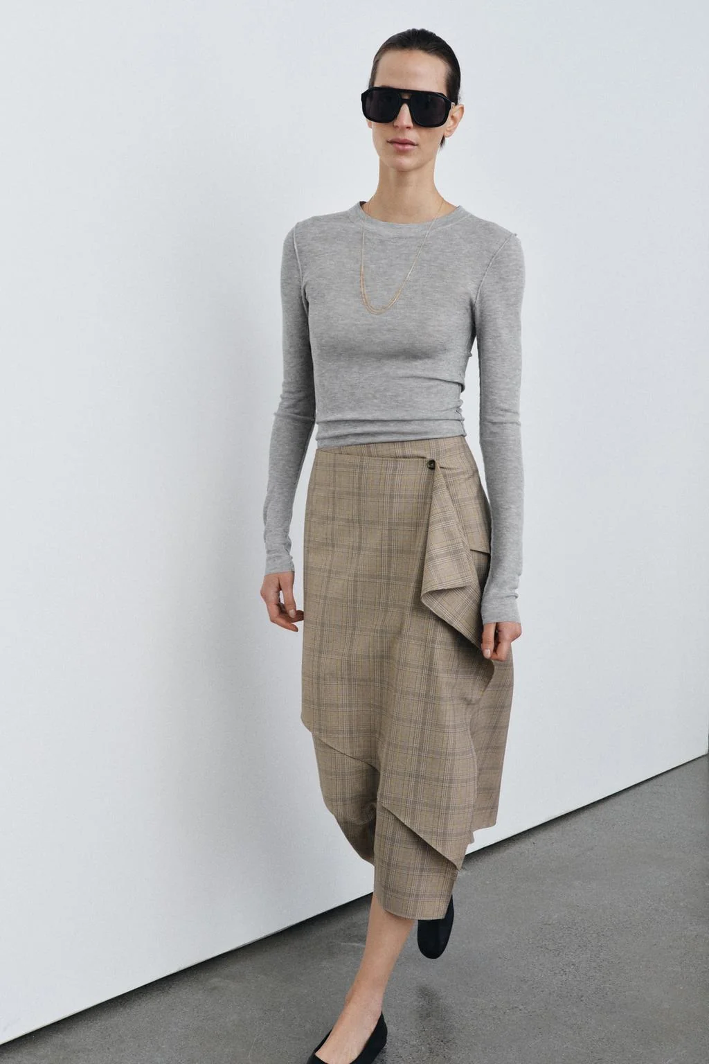 ZW COLLECTION ЮБКА В КЛЕТКУ С РЮШАМИ
