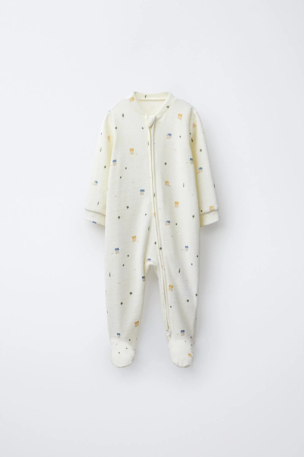 Комбинезон для сна из велюра с принтом домиков — Пижамы