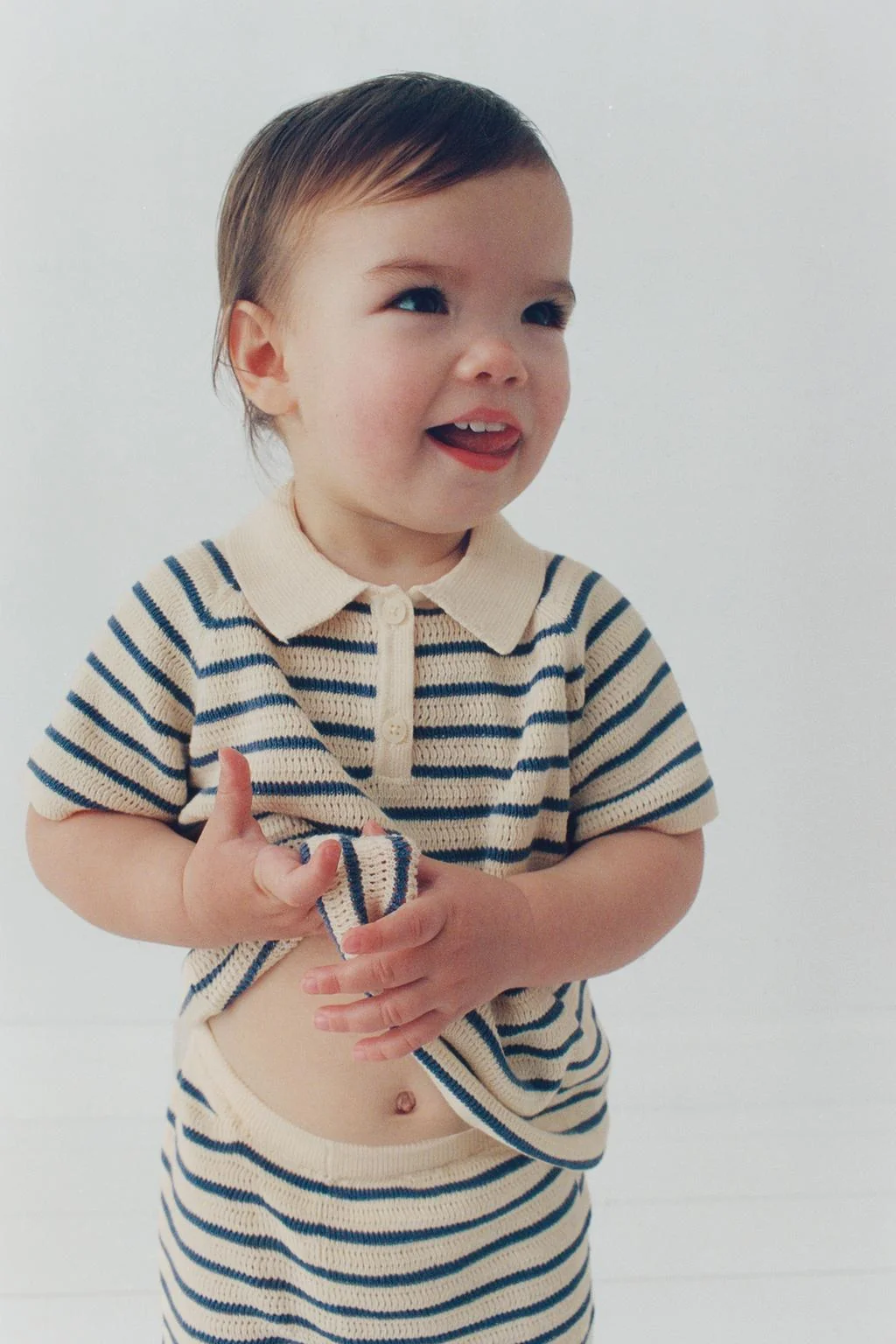 Поло в полоску из трикотажа