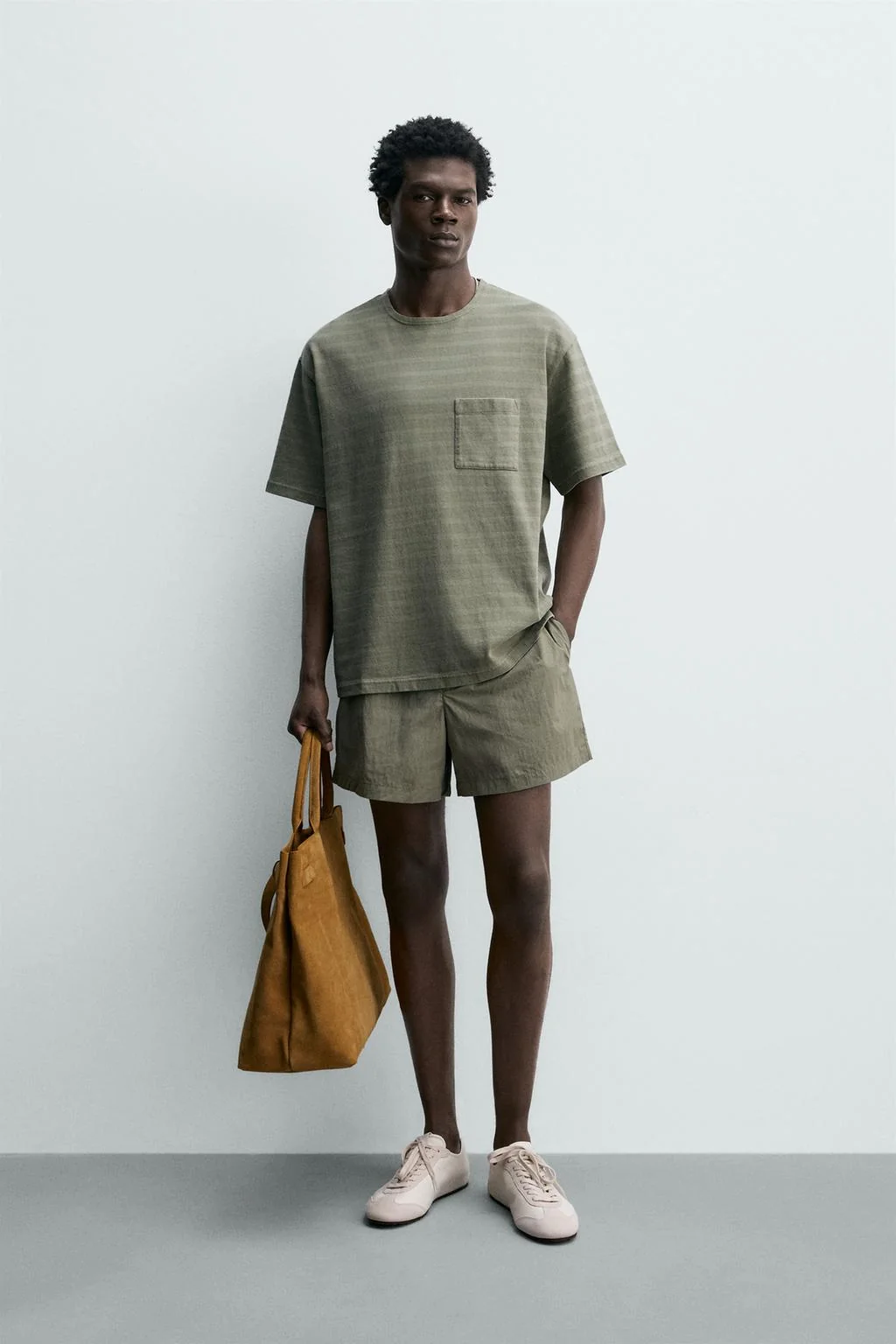 JACQUARD STRIPED T-SHIRT WITH POCKET