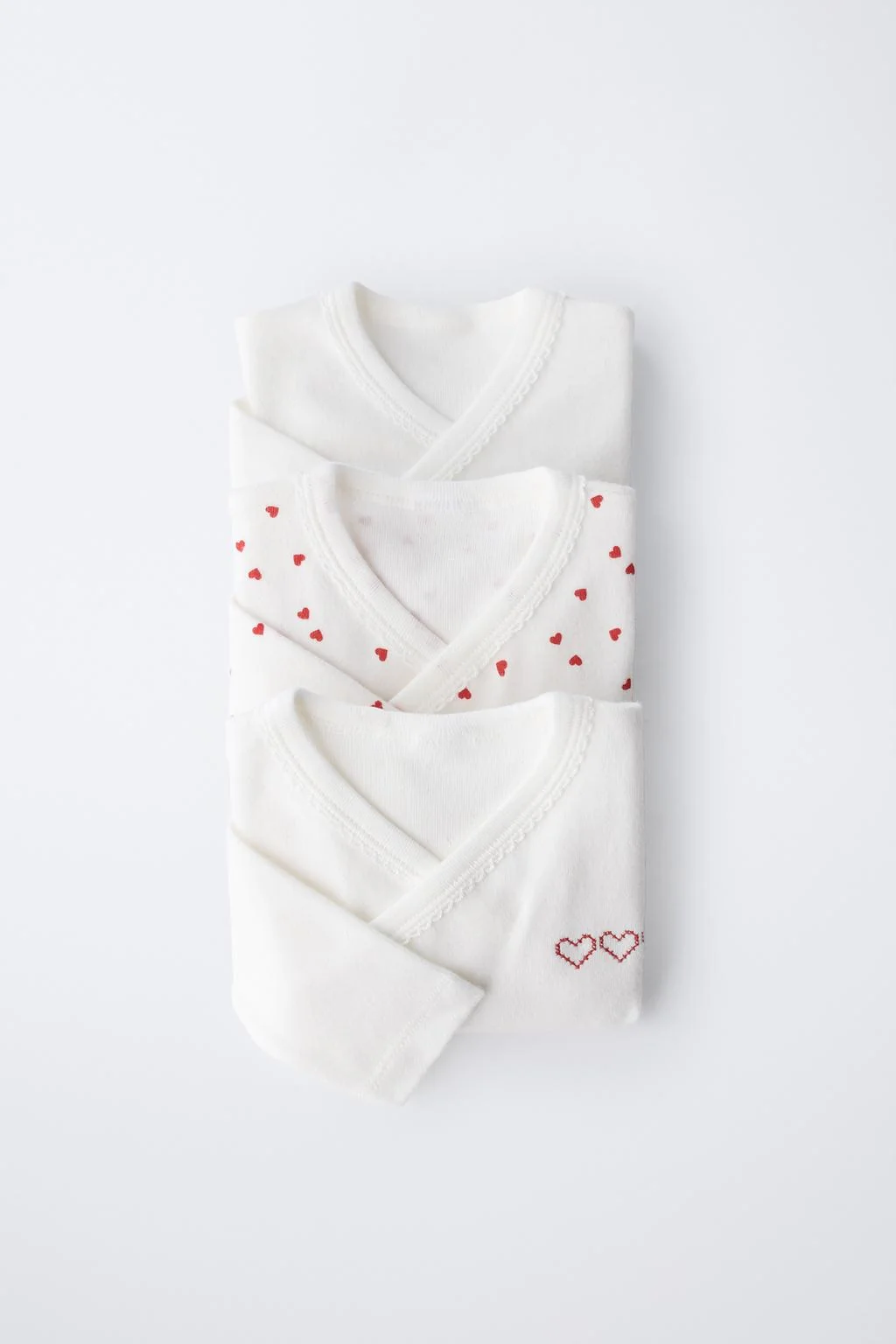 Набор из 3 боди с воротником кимоно и сердечками — 6-18 месяцев | малыши