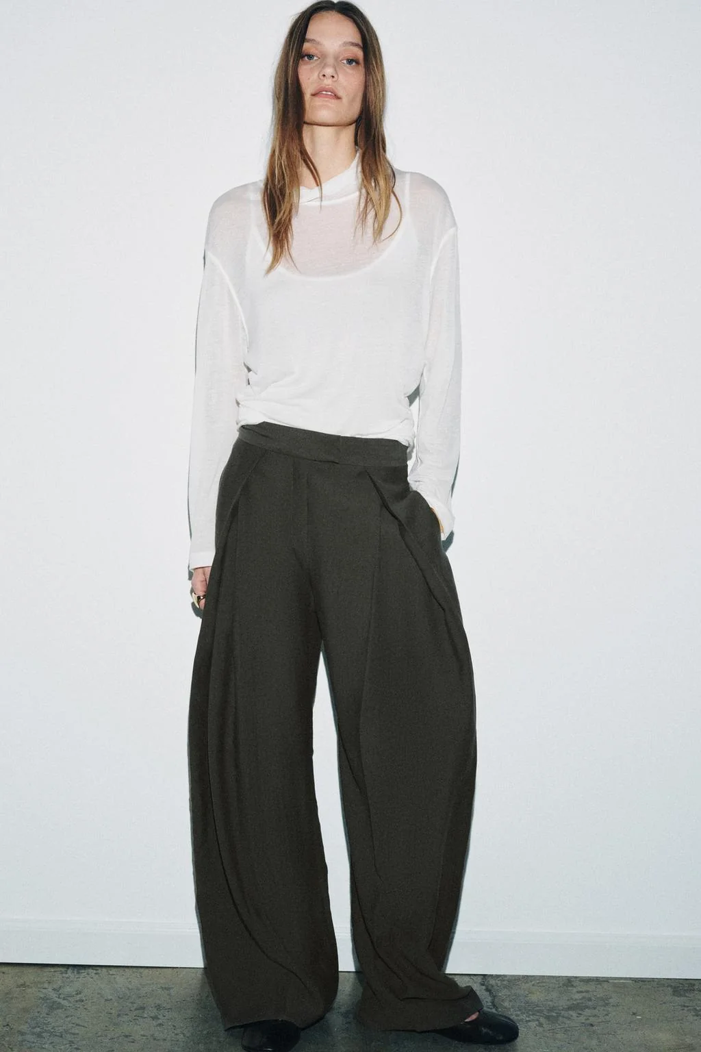 ZW COLLECTION DARTED WIDE-LEG TROUSERS