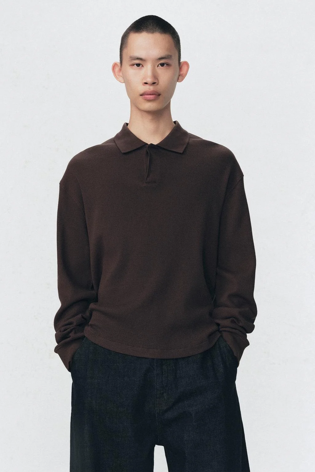 SOSHIOTSUKI x ZARA вафельный текстурный поло