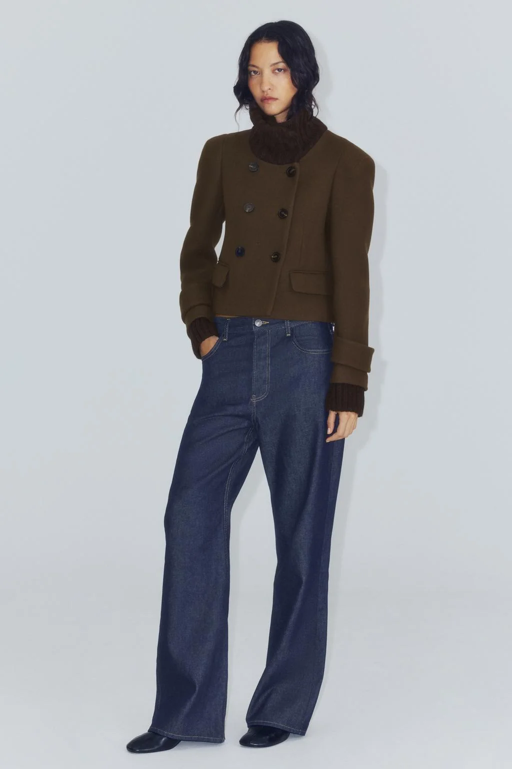 ZW COLLECTION комбинированное короткое пальто из смесовой шерсти