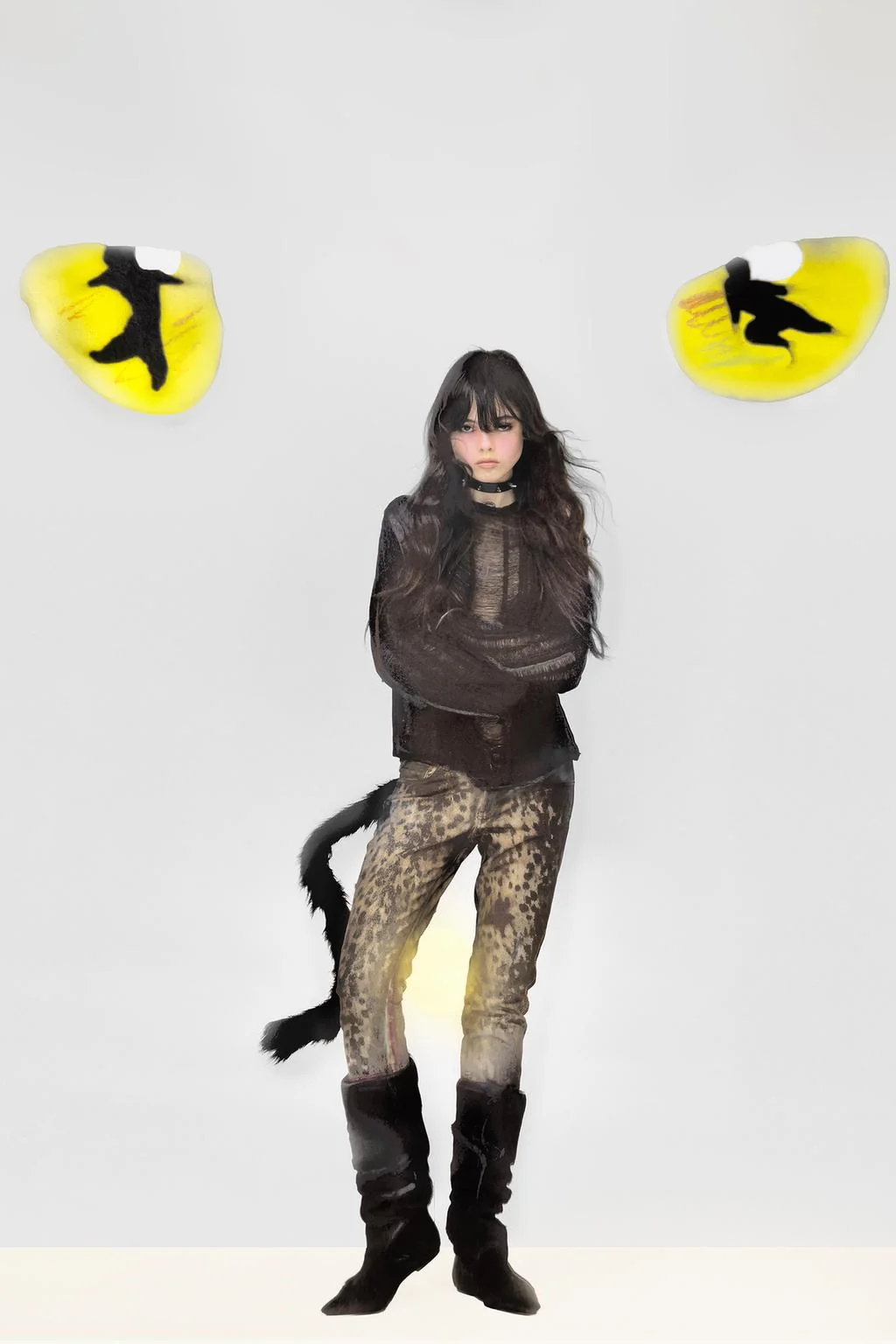 Сапоги из фактурной кожи с драпировкой Cats