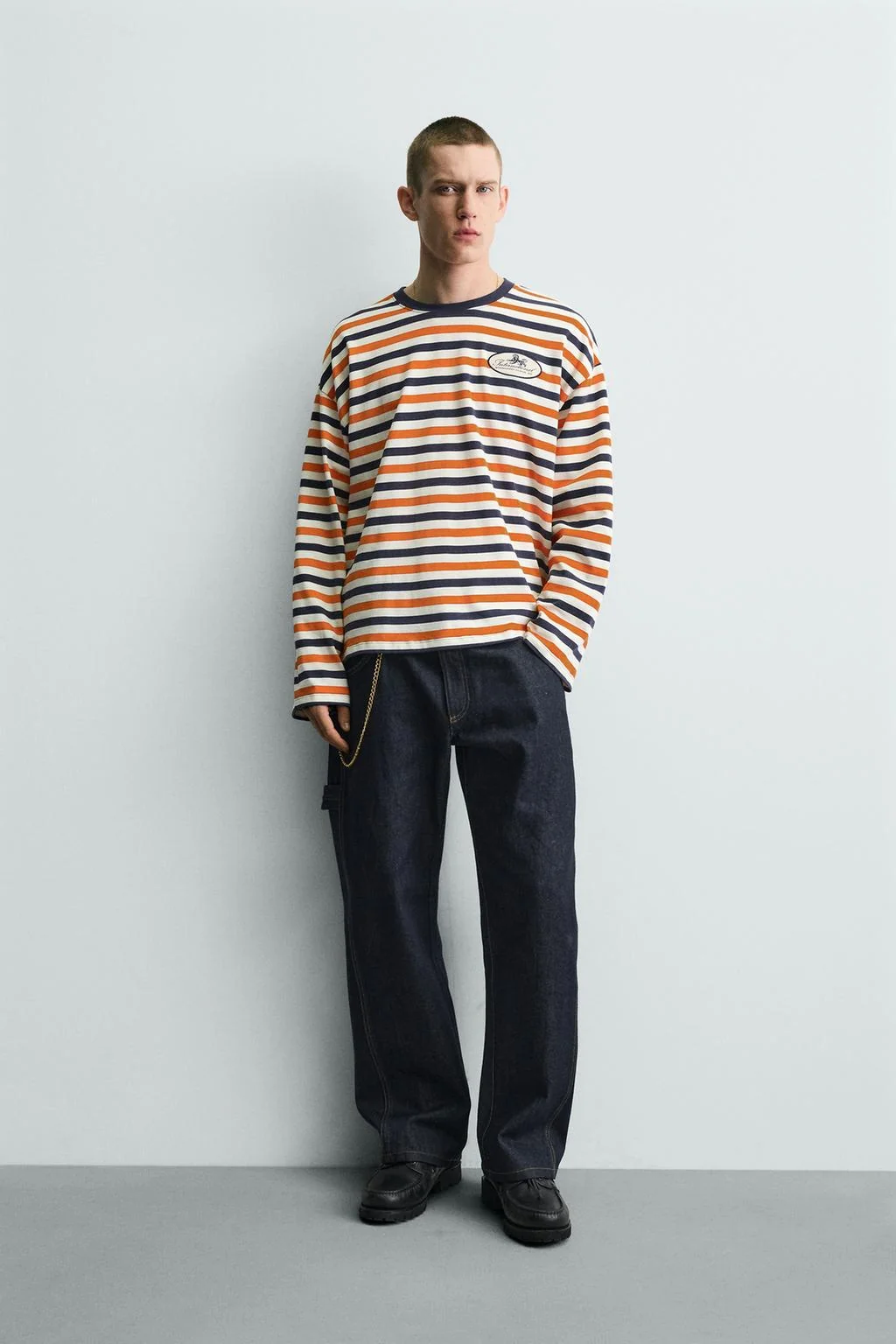 STRIPED JACQUARD PATCH T-SHIRT