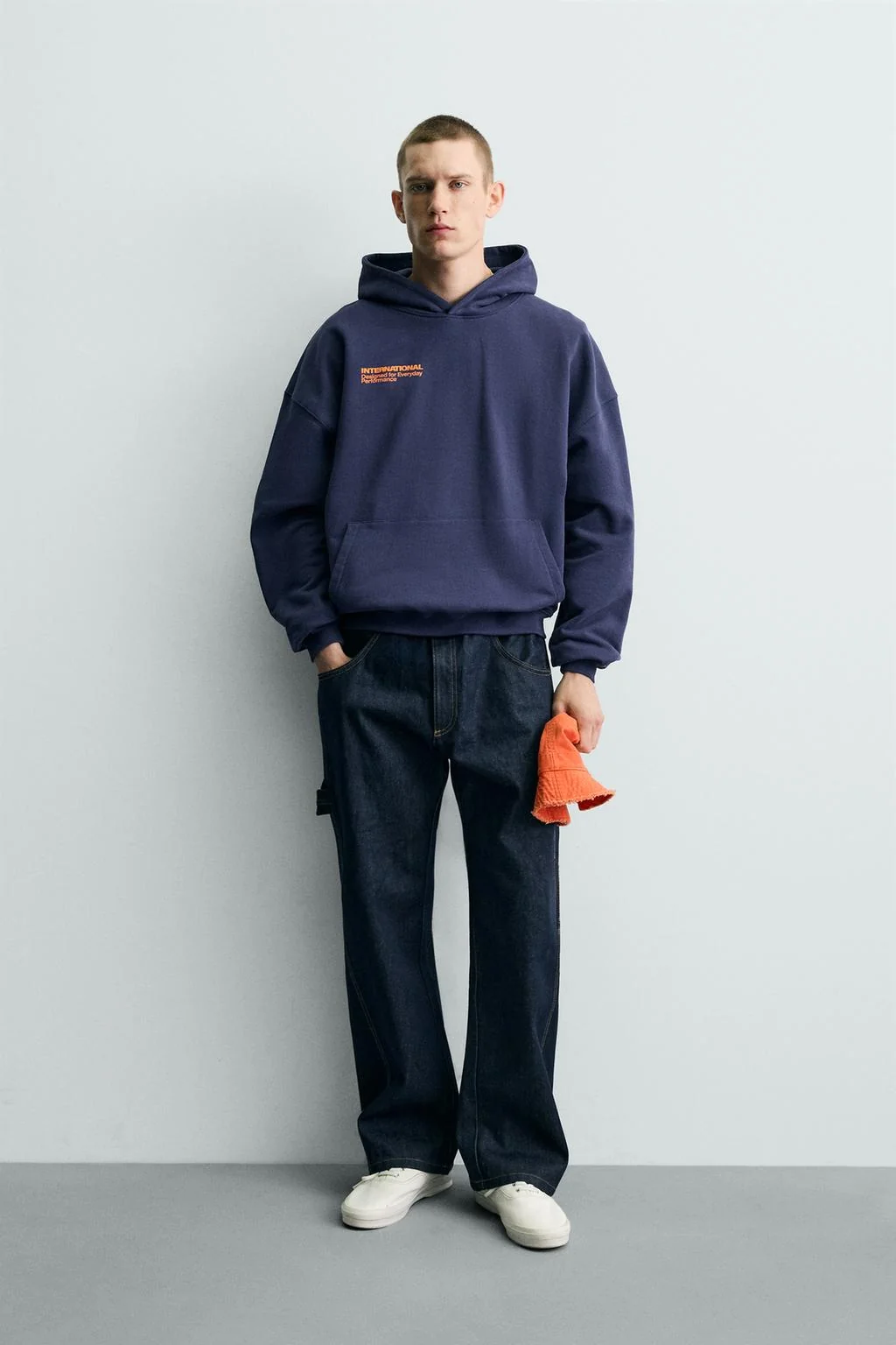 CONTRAST SLOGAN HOODIE