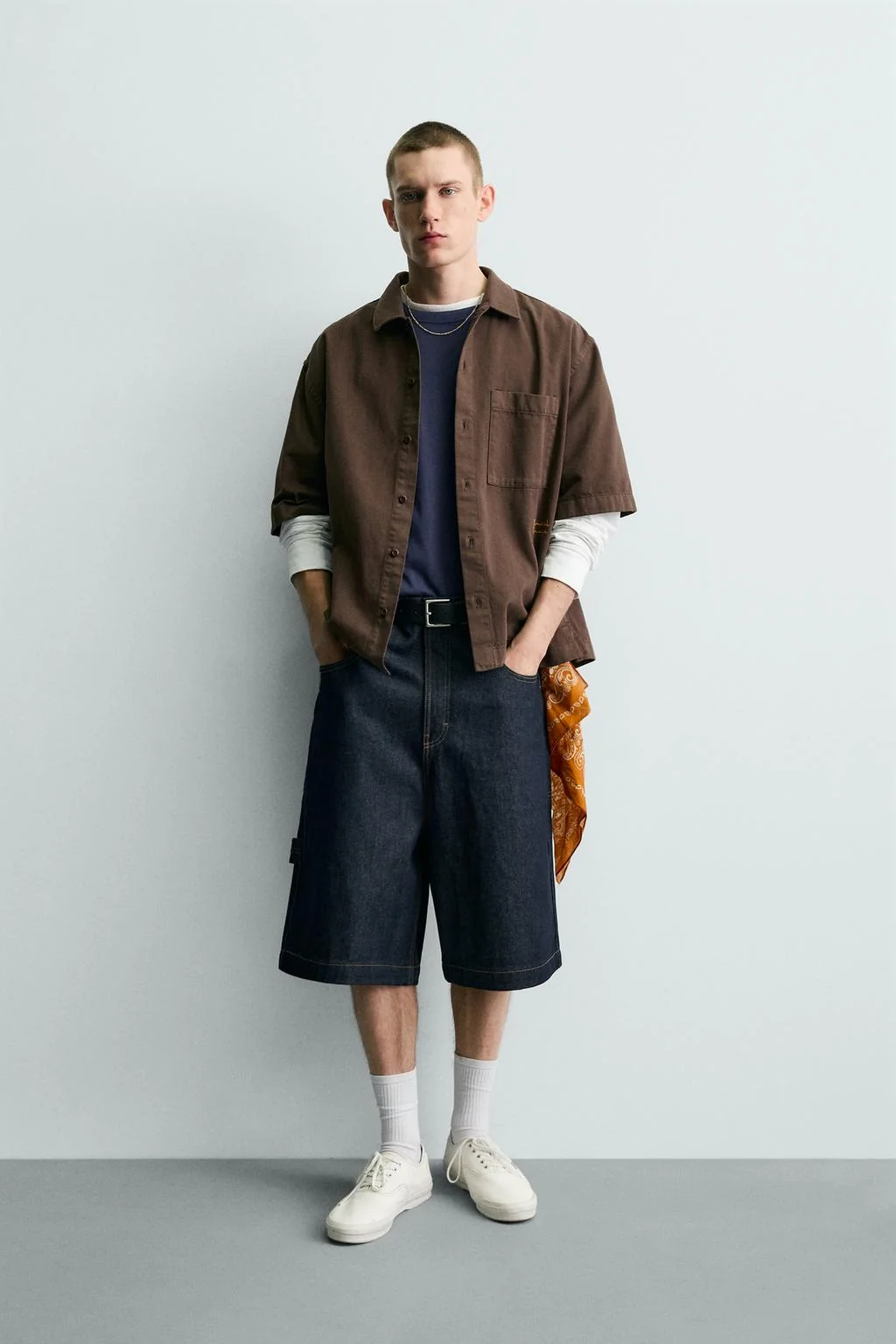 WASHED CONTRAST PRINT SHIRT