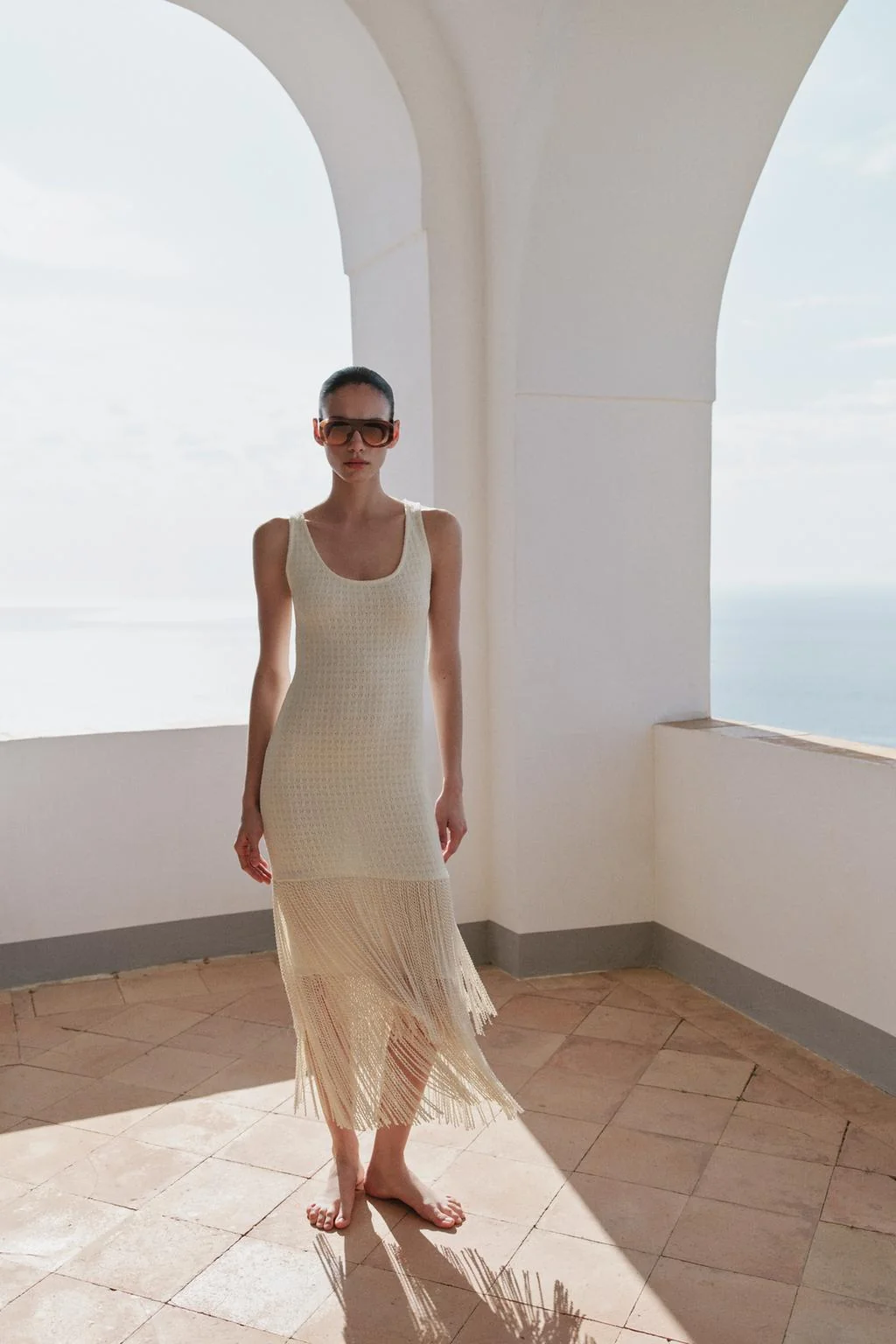 TEXTURED FRINGED DRESS