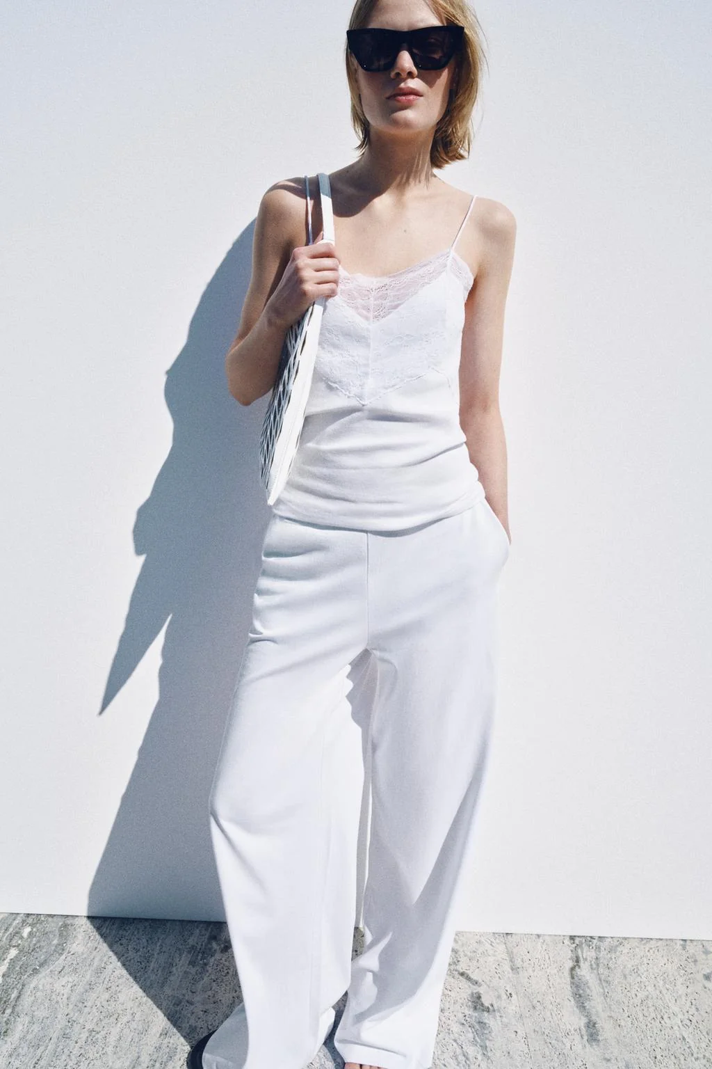 LACE TRIM RIBBED TOP