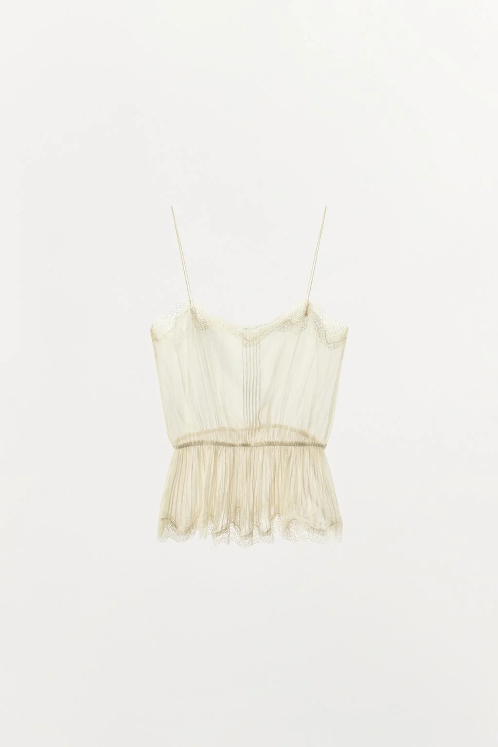 PLEATED LACE GEORGETTE TOP