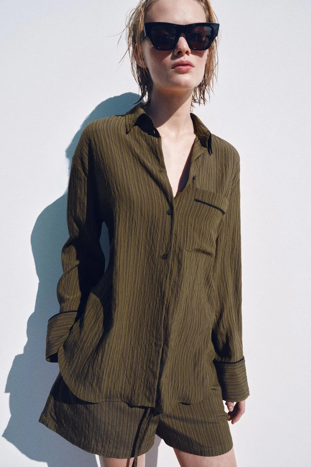 ZW COLLECTION STRIPED FLOWING SHIRT