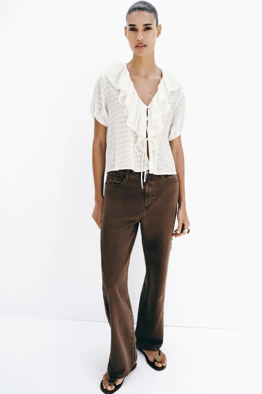 RUFFLED BLOUSE WITH BOWS