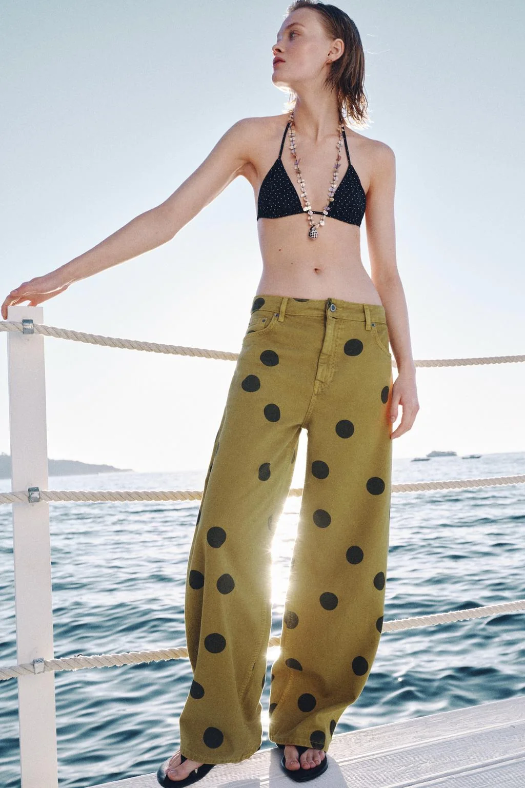 ZW COLLECTION BARREL MID-WAIST DOTS JEANS