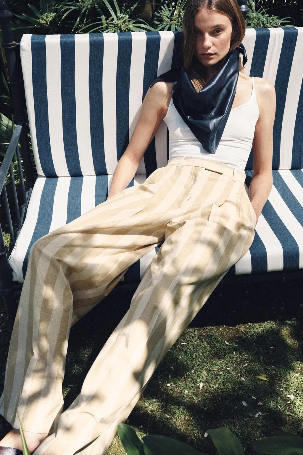 ZW COLLECTION STRIPED WIDE-LEG TROUSERS