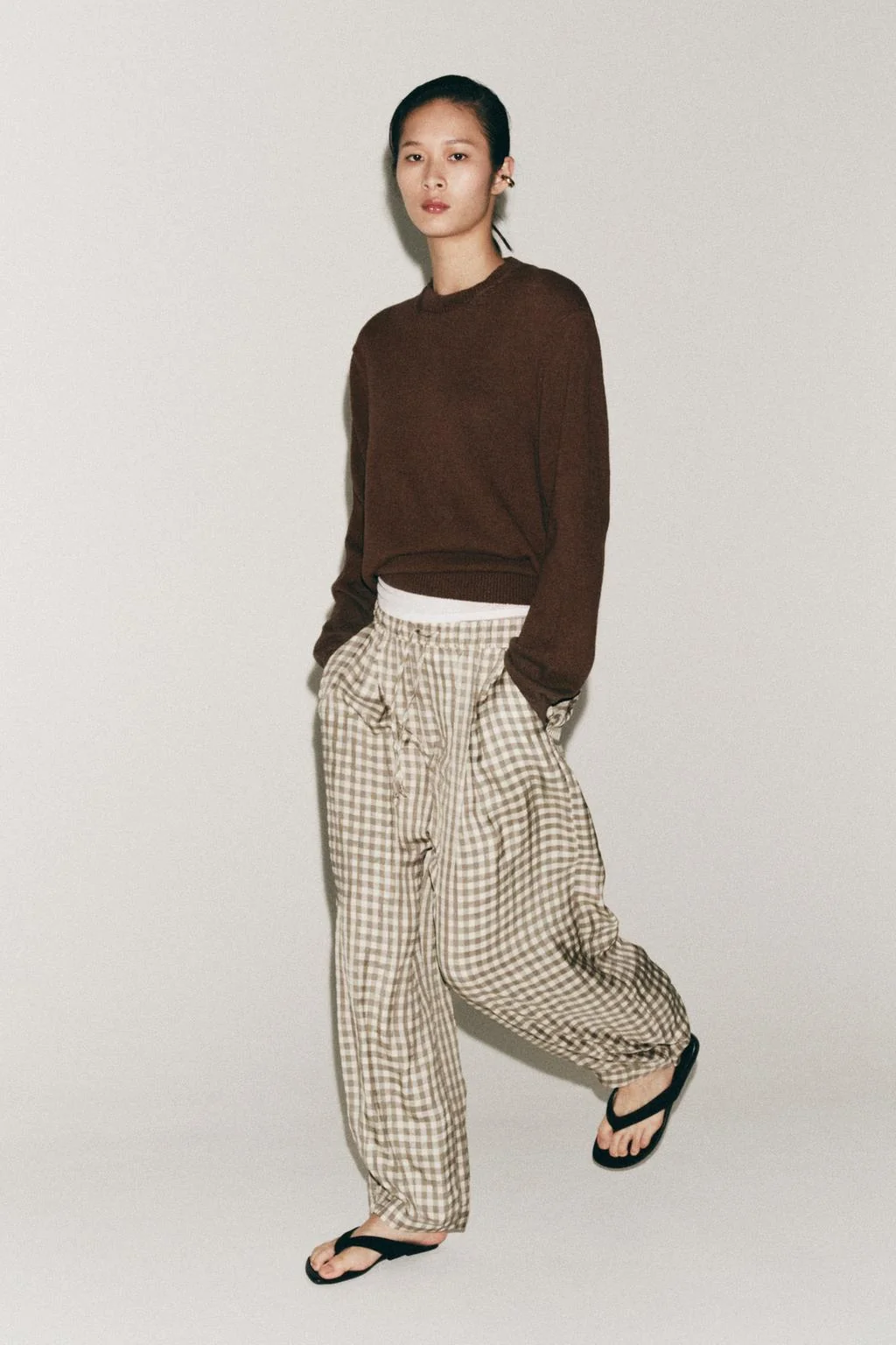 Коллекция ZW брюки свободного кроя в клетку