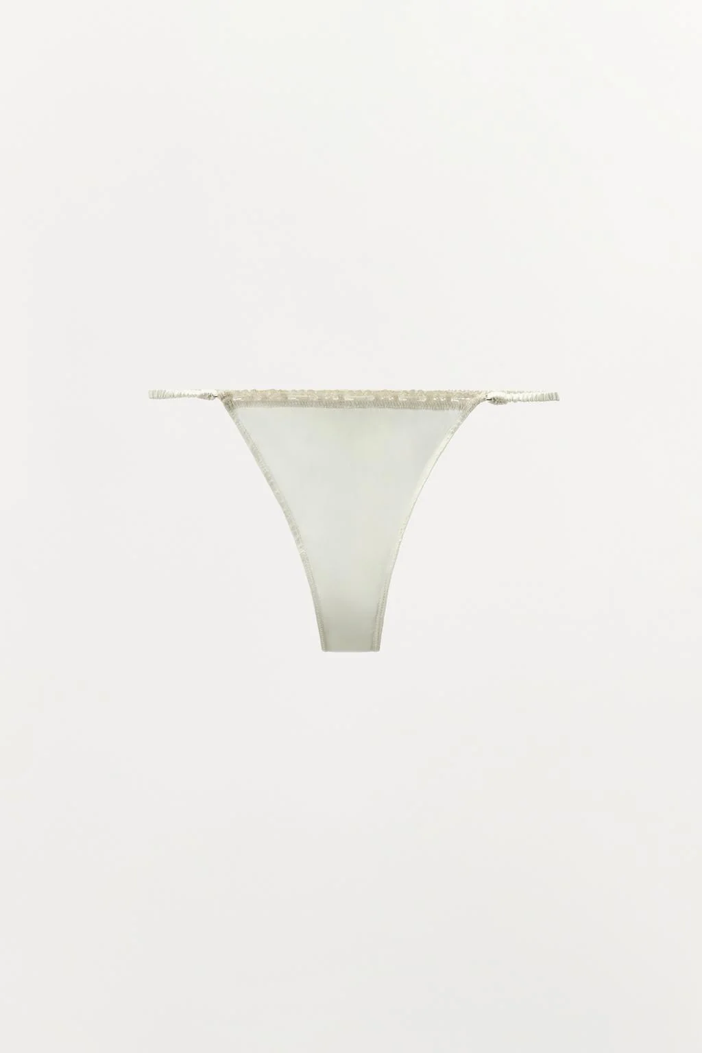 LACE-TRIMMED SILK THONG