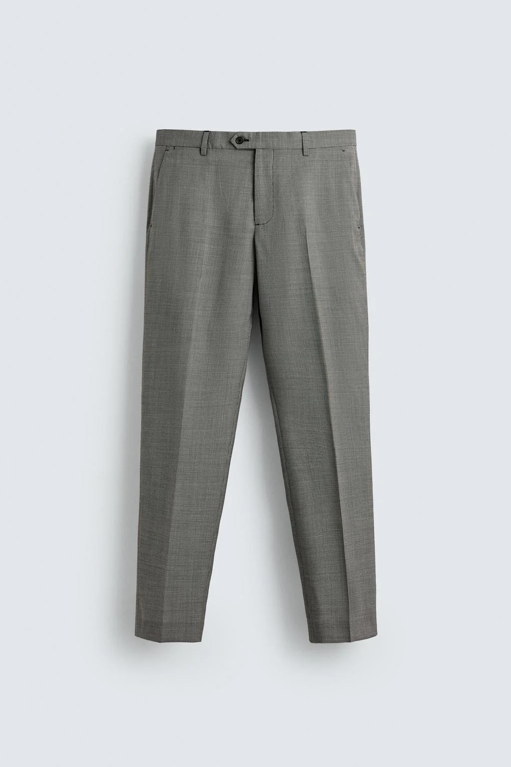 WOOL BLEND CHECK SUIT TROUSERS