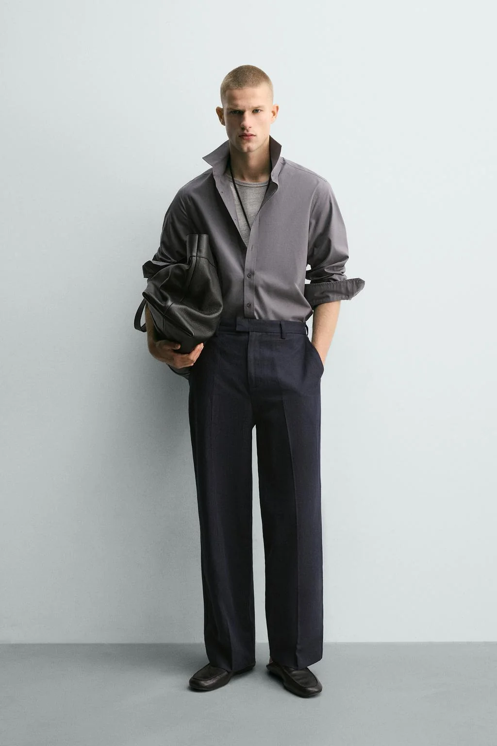 RELAXED FIT COTTON-LINEN TROUSERS