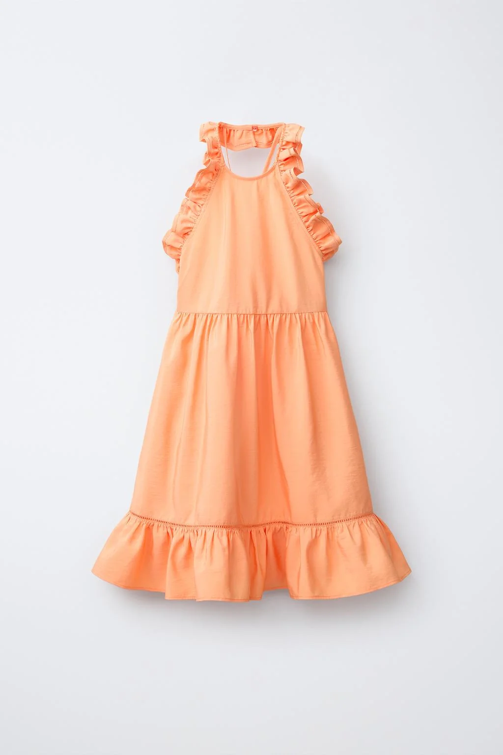 RUFFLED DRESS WITH LACE TRIM