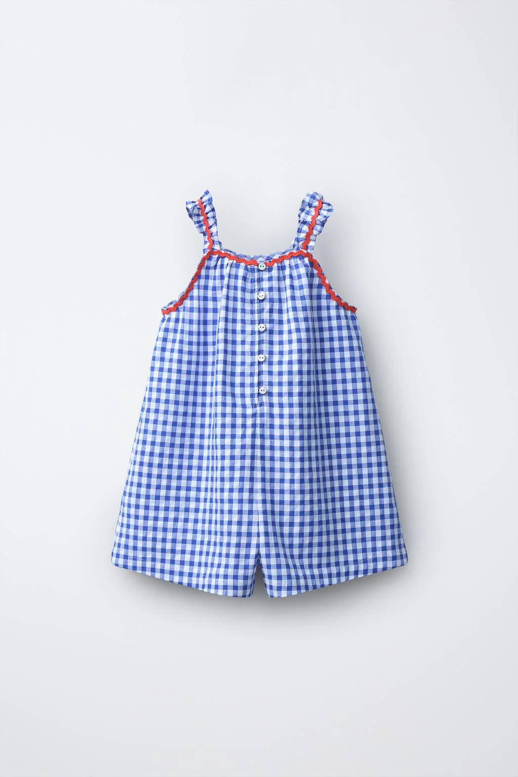 SCALLOPED GINGHAM PLAYSUIT