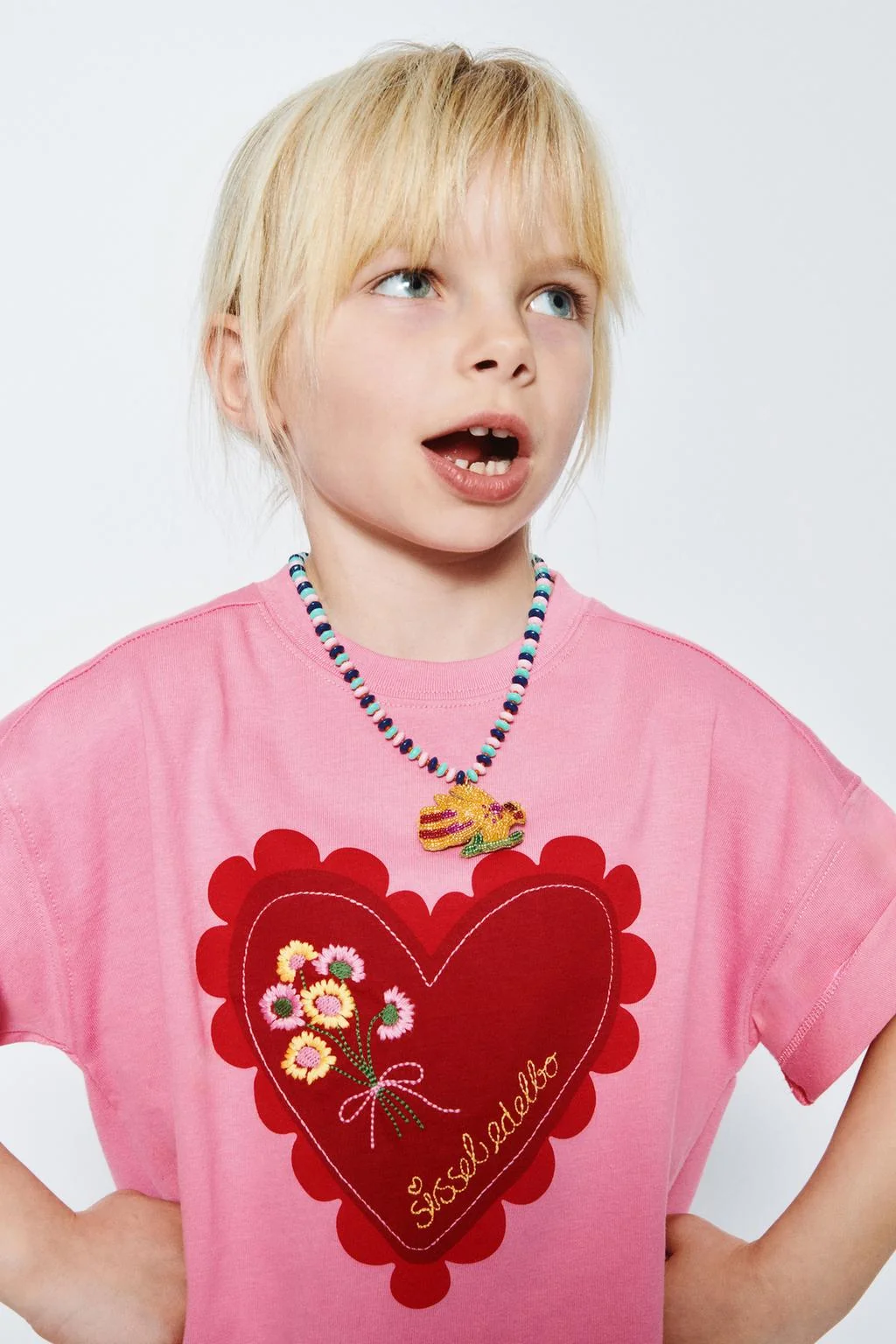 Сиссель Эдельбо x Zara Kids футболка с сердцем и вышивкой — Детское