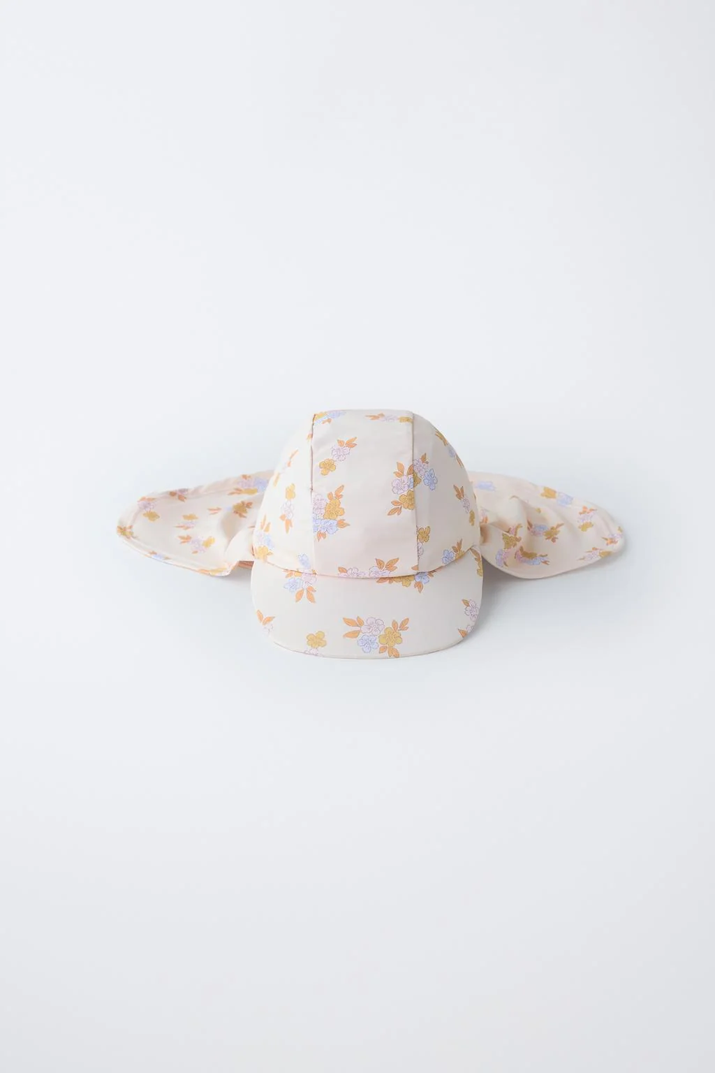 FLORAL PRINT SWIM HAT WITH NECK FLAP