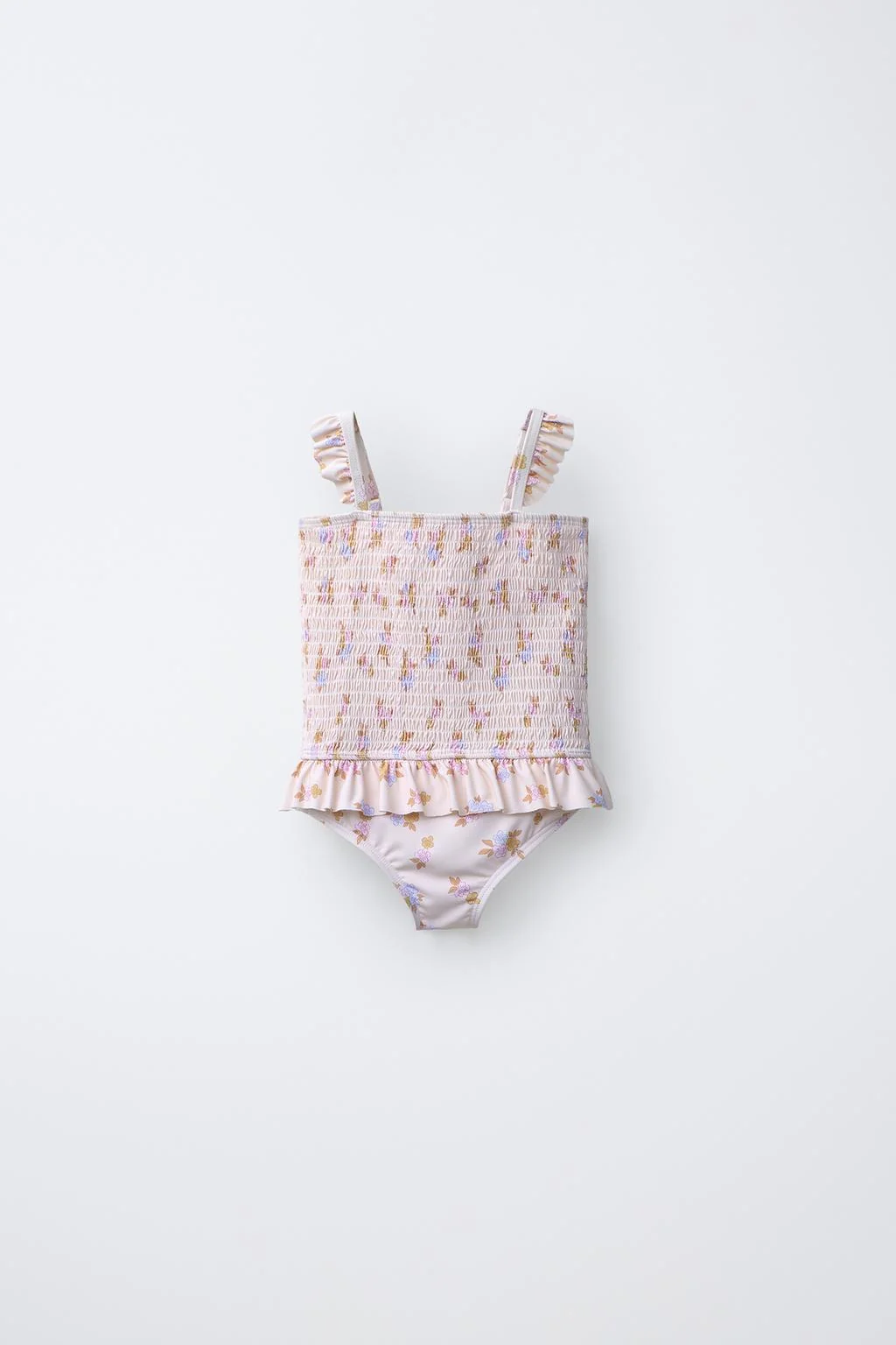 1-6 YEARS/ FLORAL PRINT SWIMSUIT WITH RUFFLES