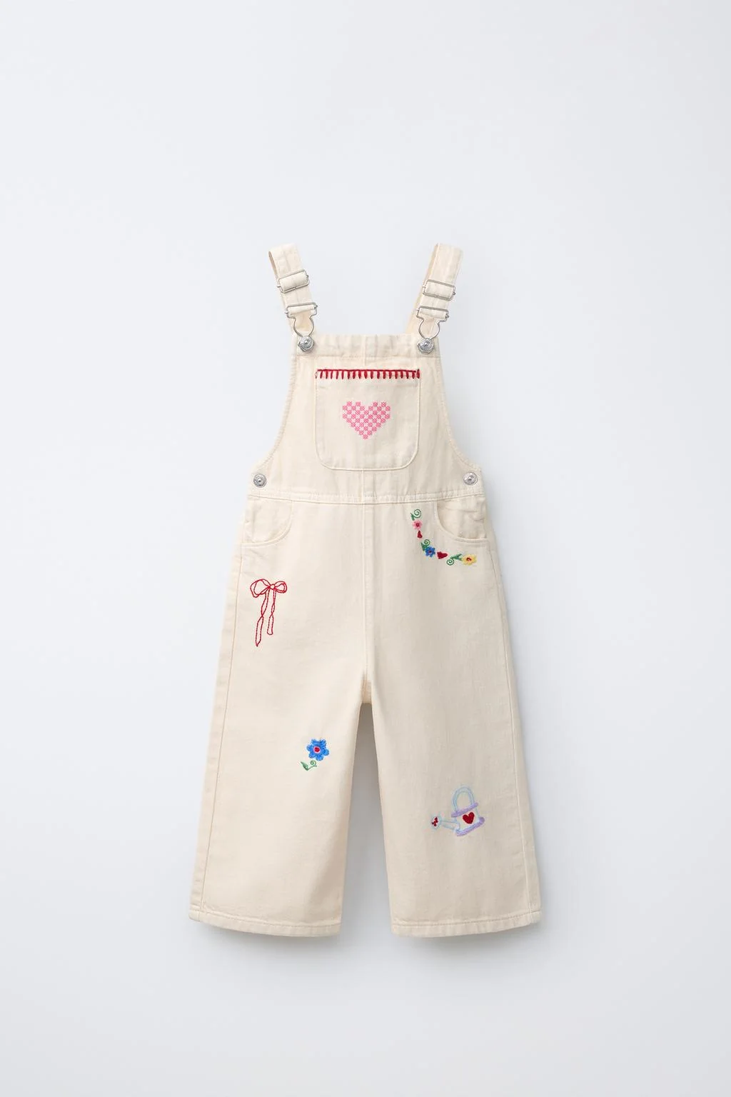 LONG TWILL DUNGAREES WITH SISSEL EDELBO X ZARA KIDS EMBROIDERY