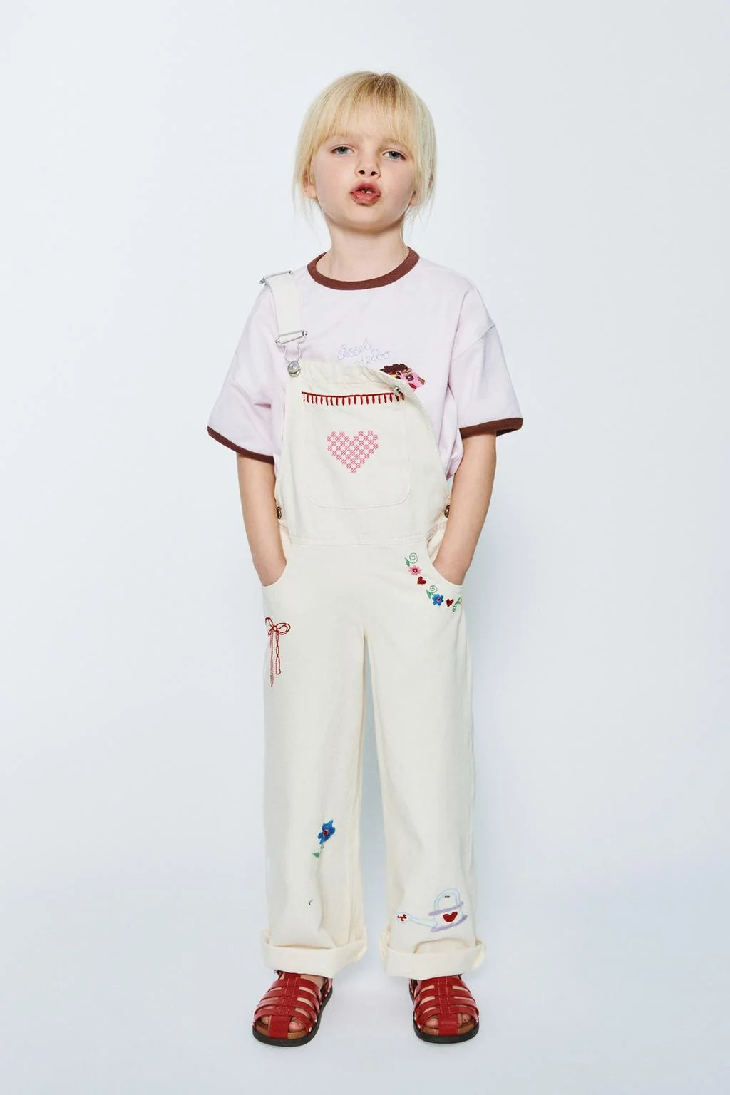 Длинные джинсовые комбинезоны с вышивкой sissel edelbo x zara kids