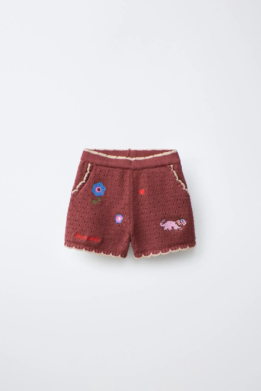 EMBROIDERED FLORAL KNIT BERMUDA SHORTS SISSEL EDELBO X ZARA KIDS
