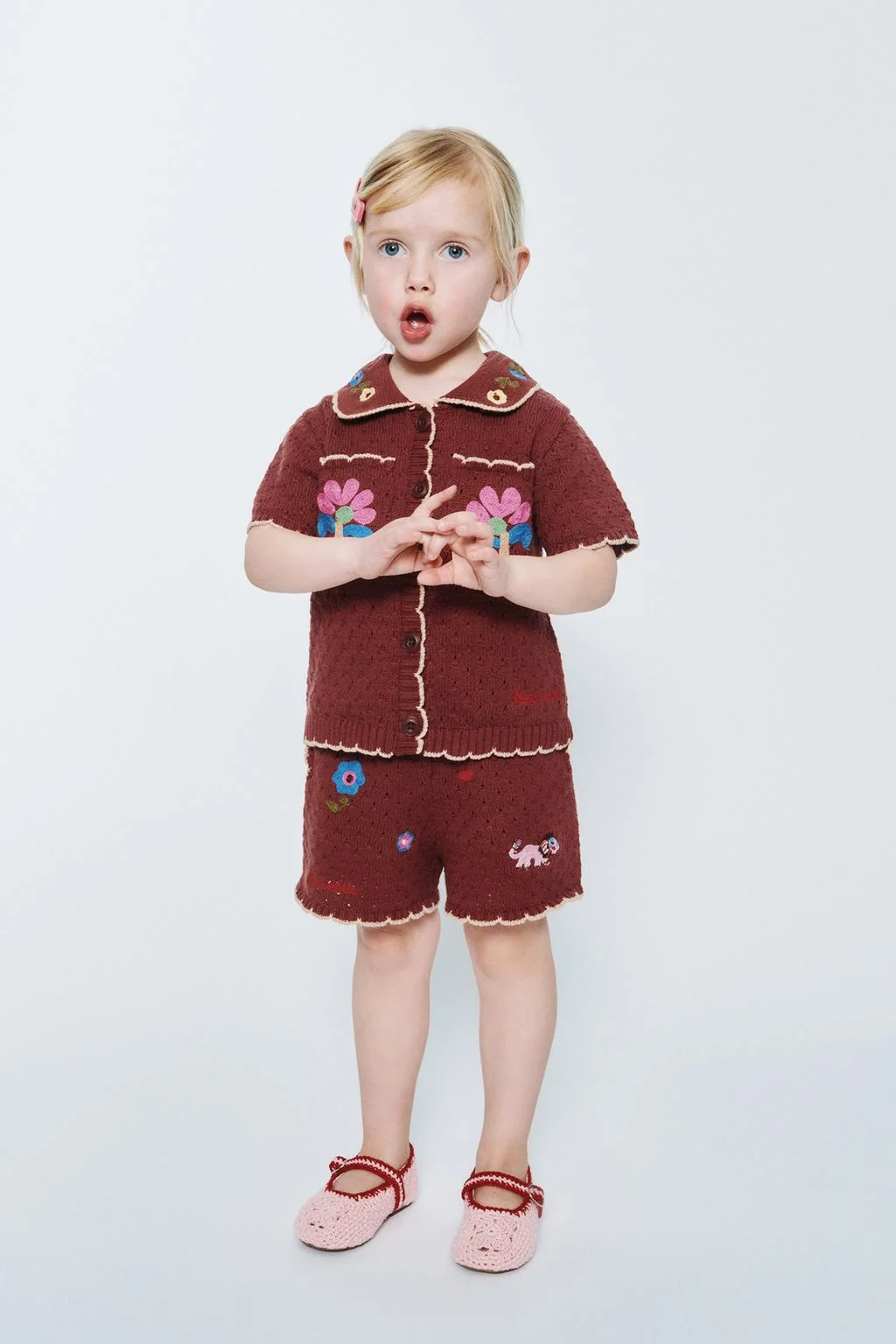 Вязаная поло с вышитыми цветами sissel edelbo x zara kids