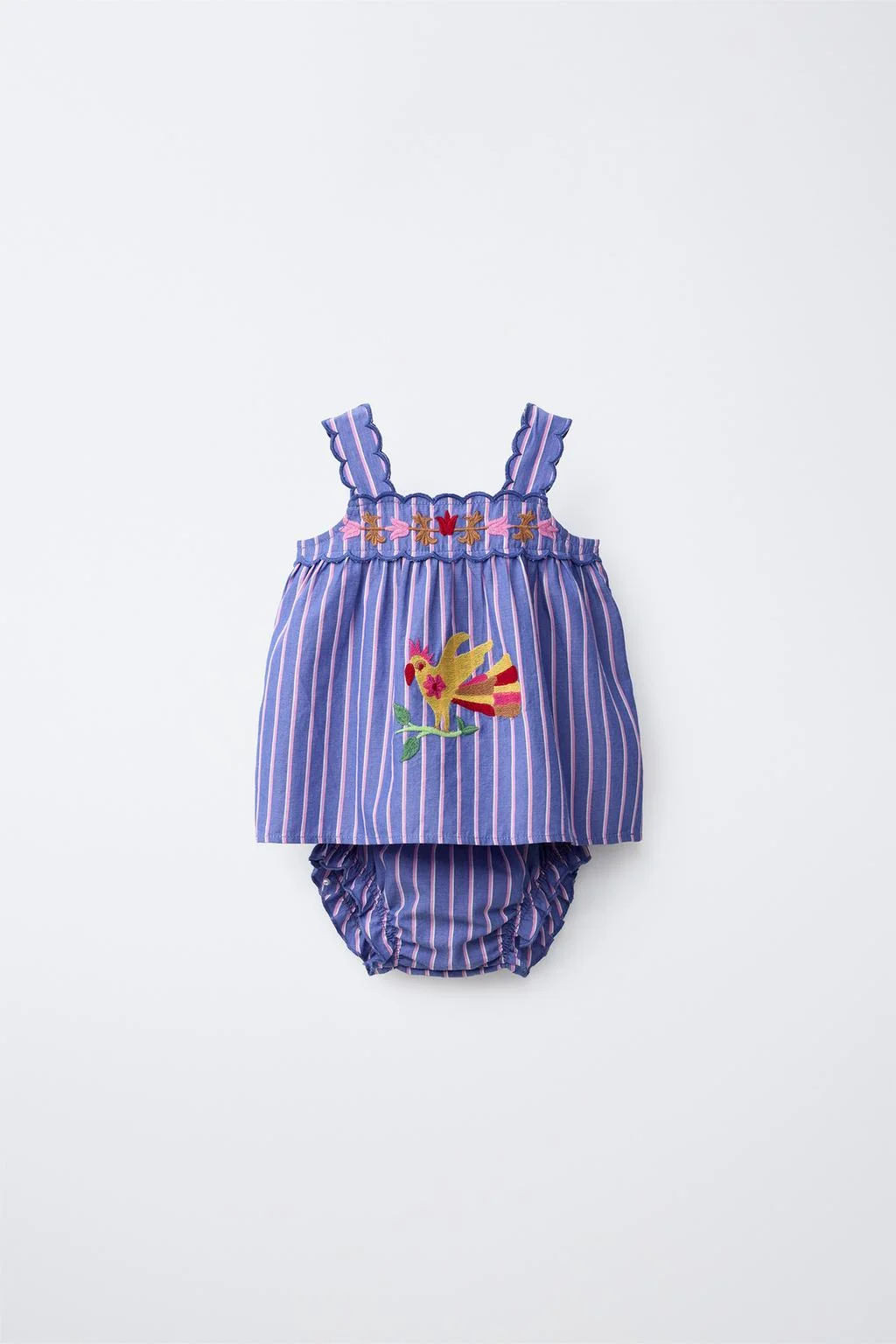 STRIPED AND EMBROIDERED BLOUSE AND BOTTOMS SET SISSEL EDELBO X ZARA KIDS