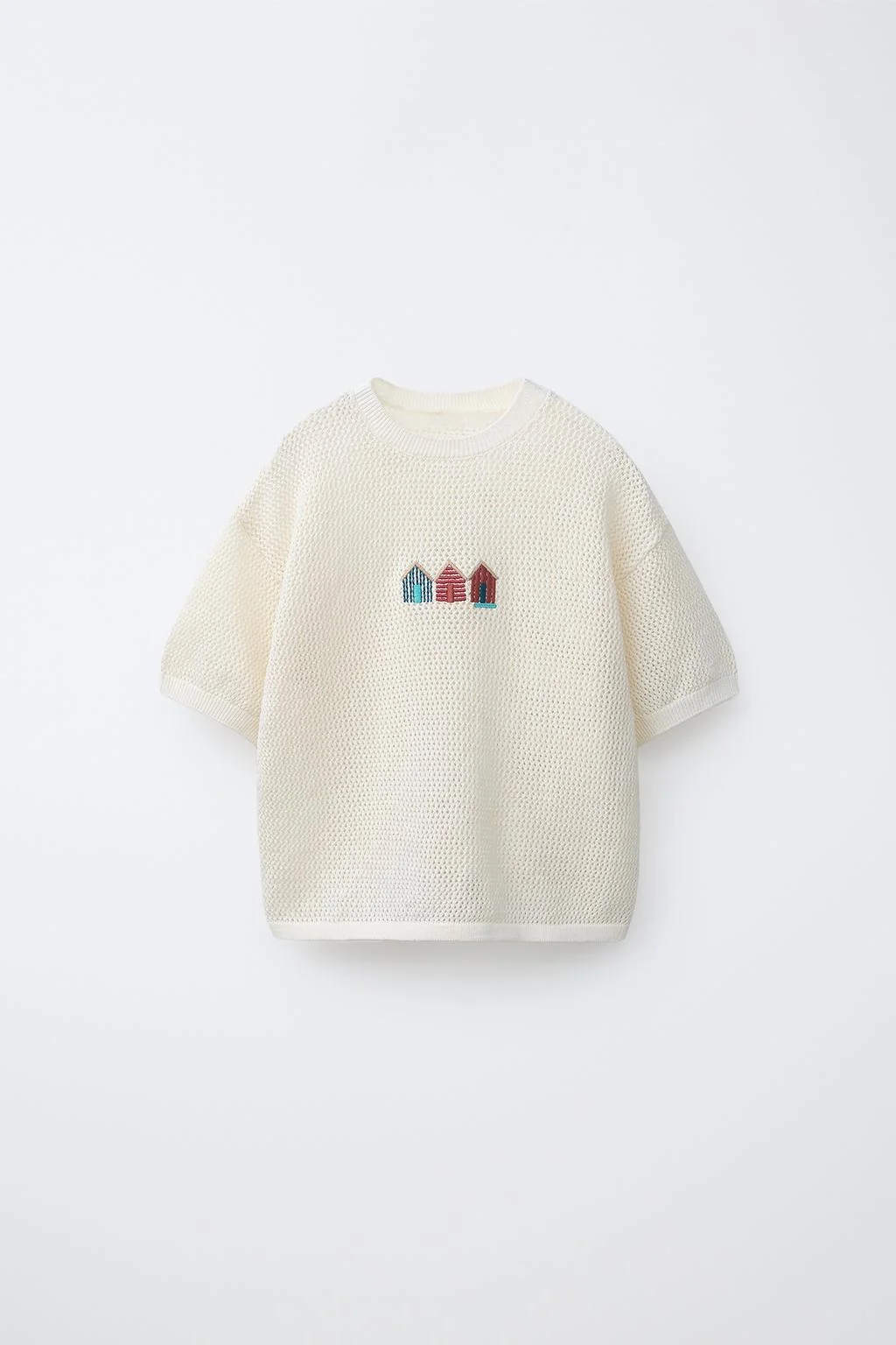 KNIT T-SHIRT WITH EMBROIDERED HOUSES