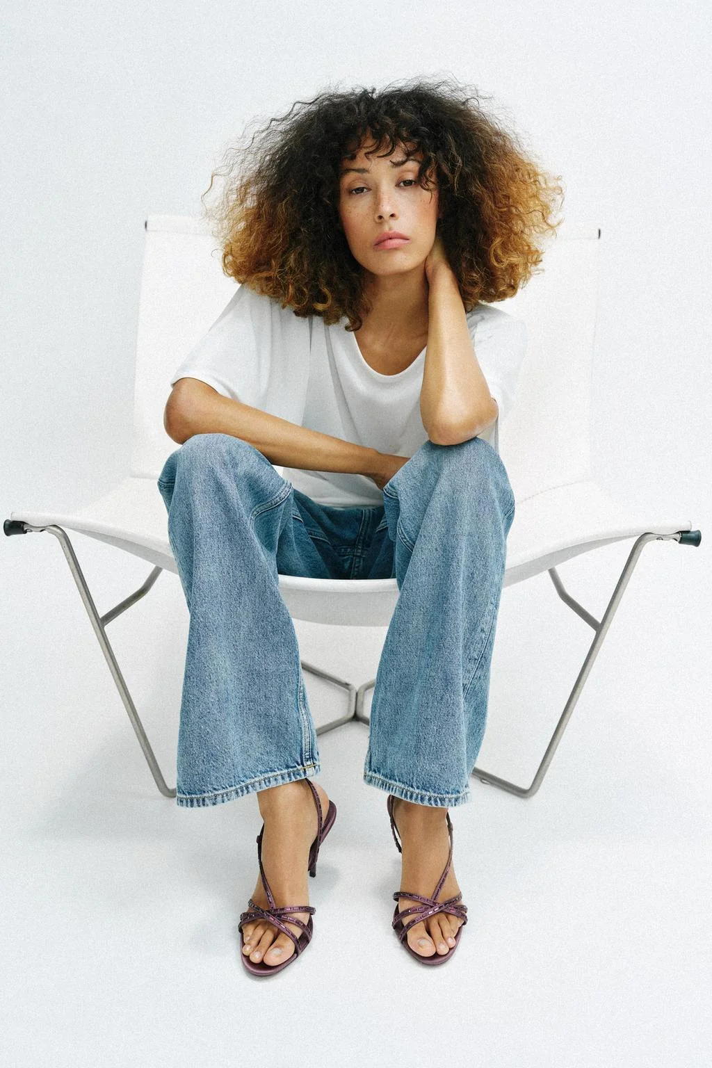 HIGH-HEEL SANDALS WITH RHINESTONE STRAPS