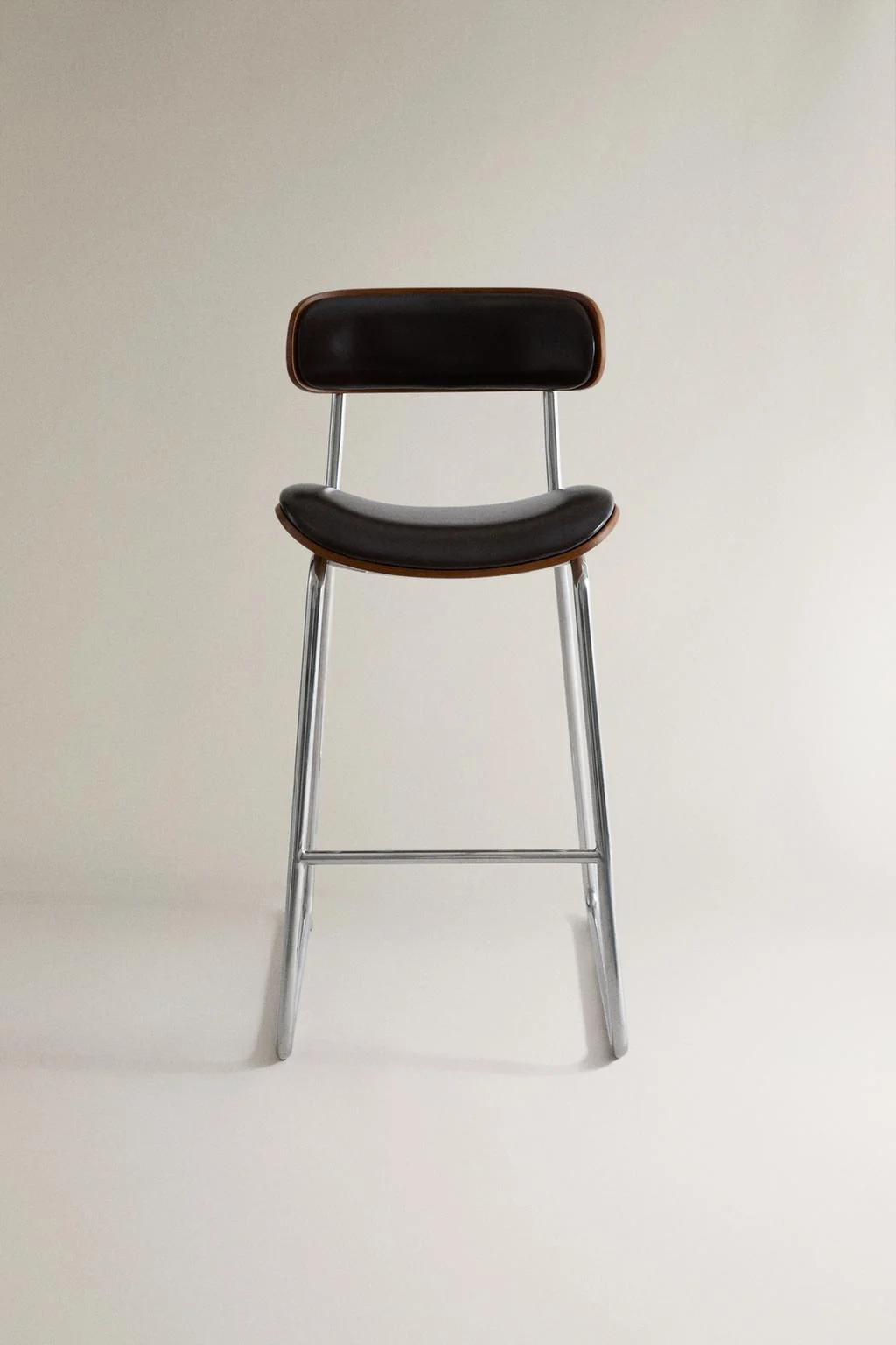 Stainless steel and leather bar stool