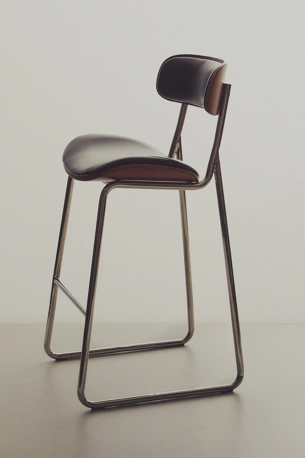 Stainless steel and leather bar stool