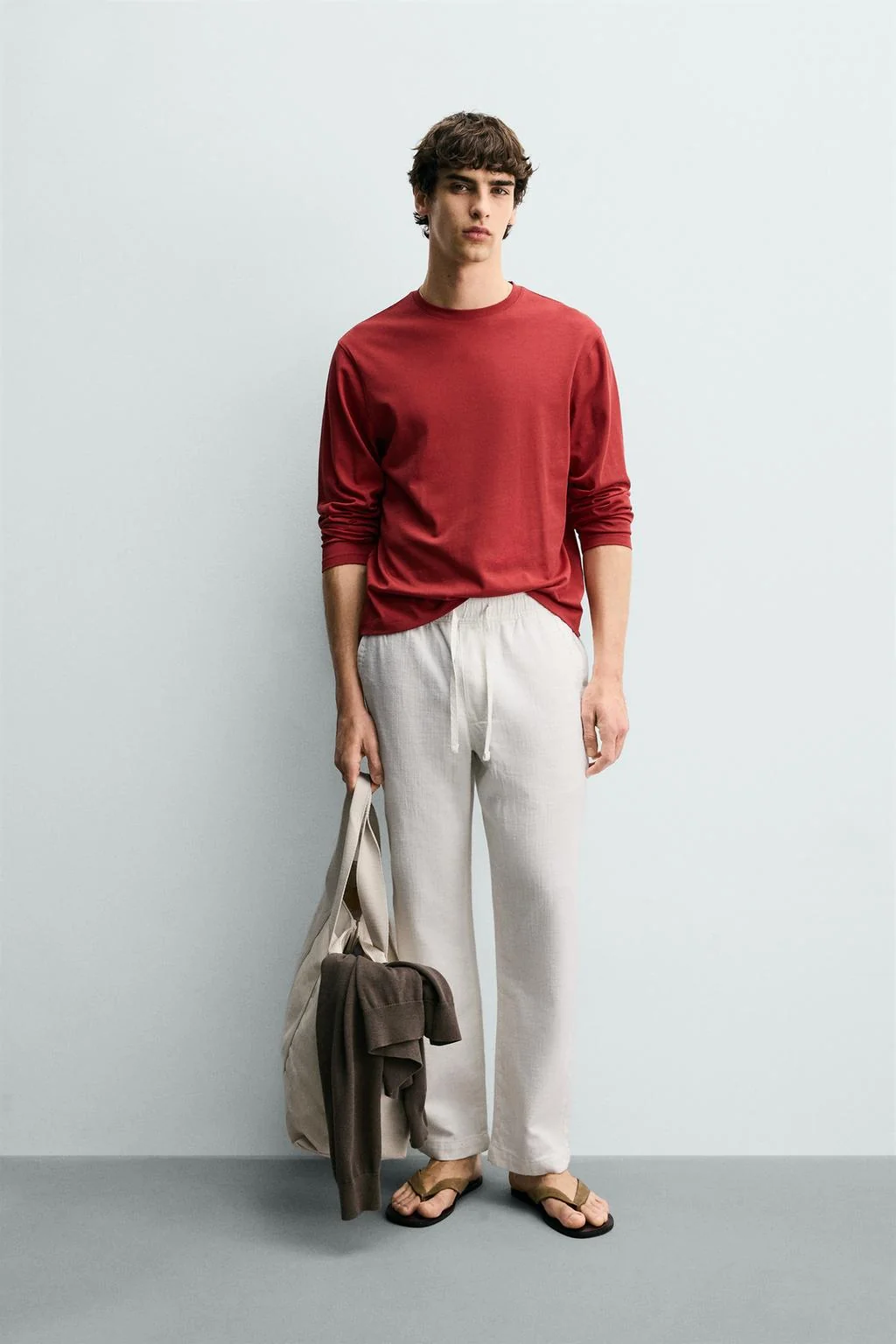 Textured relaxed fit trousers