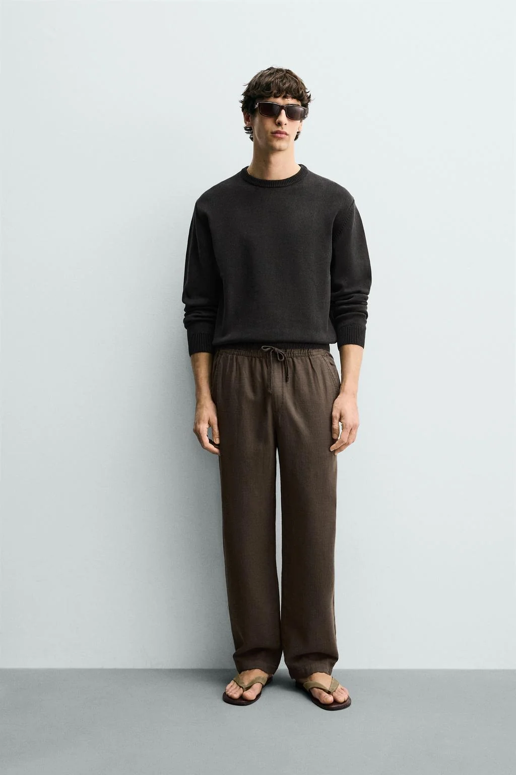 Textured relaxed fit trousers