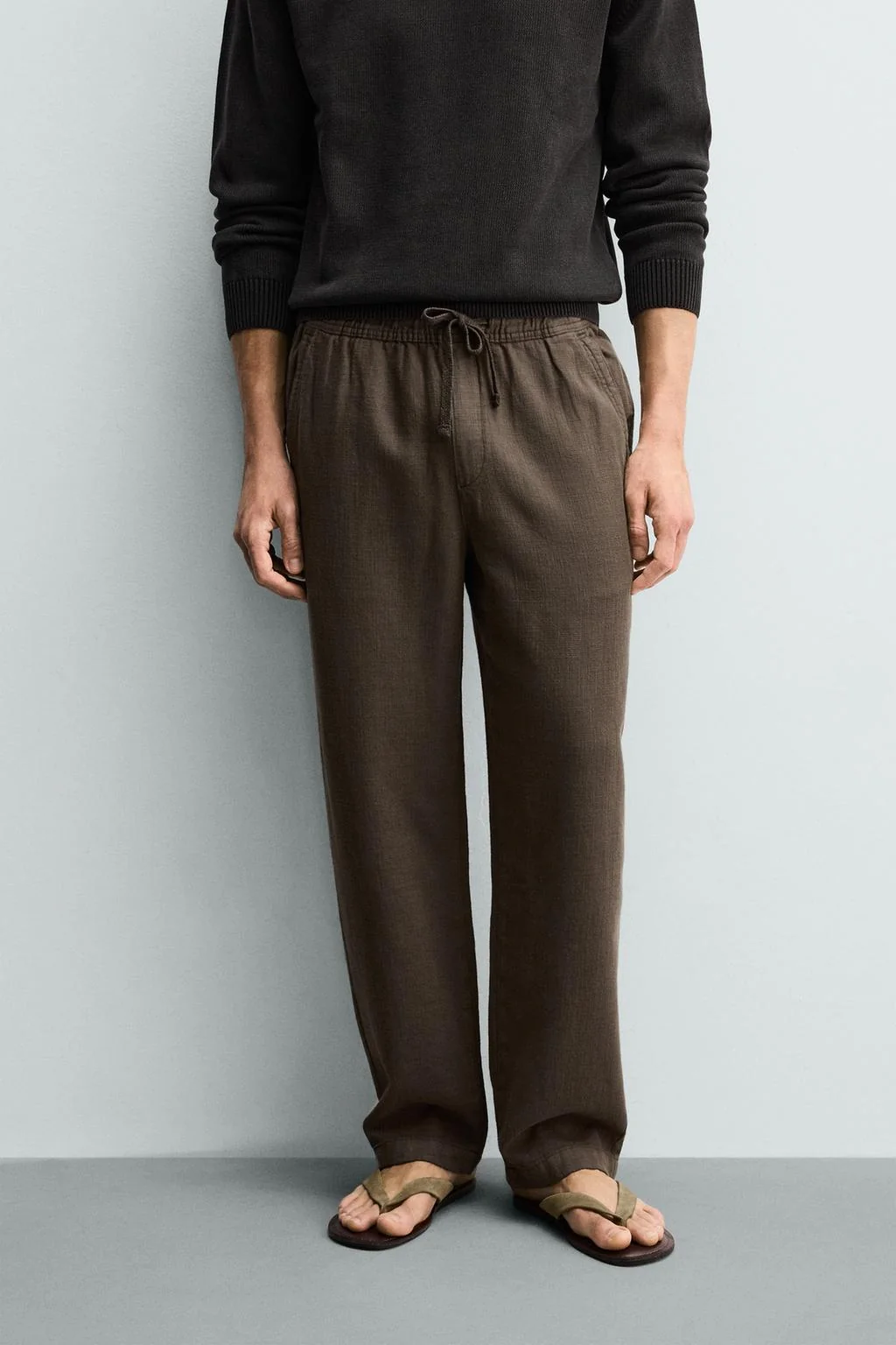 Textured relaxed fit trousers