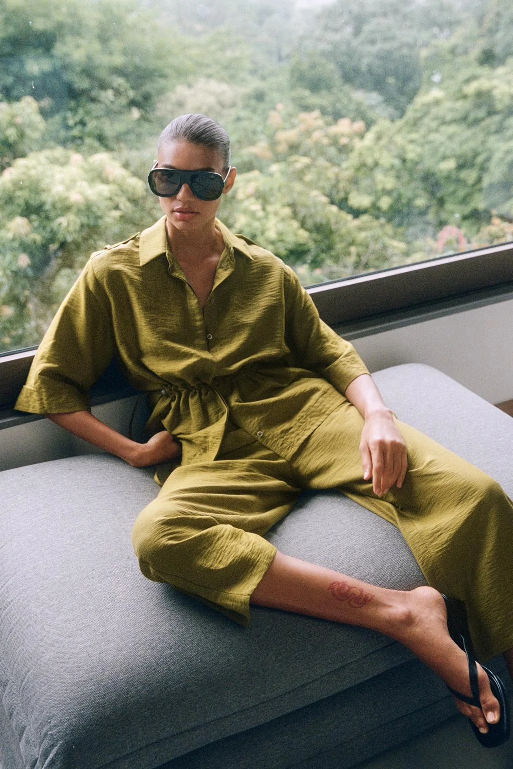 Брюки-бочонок из смеси льна