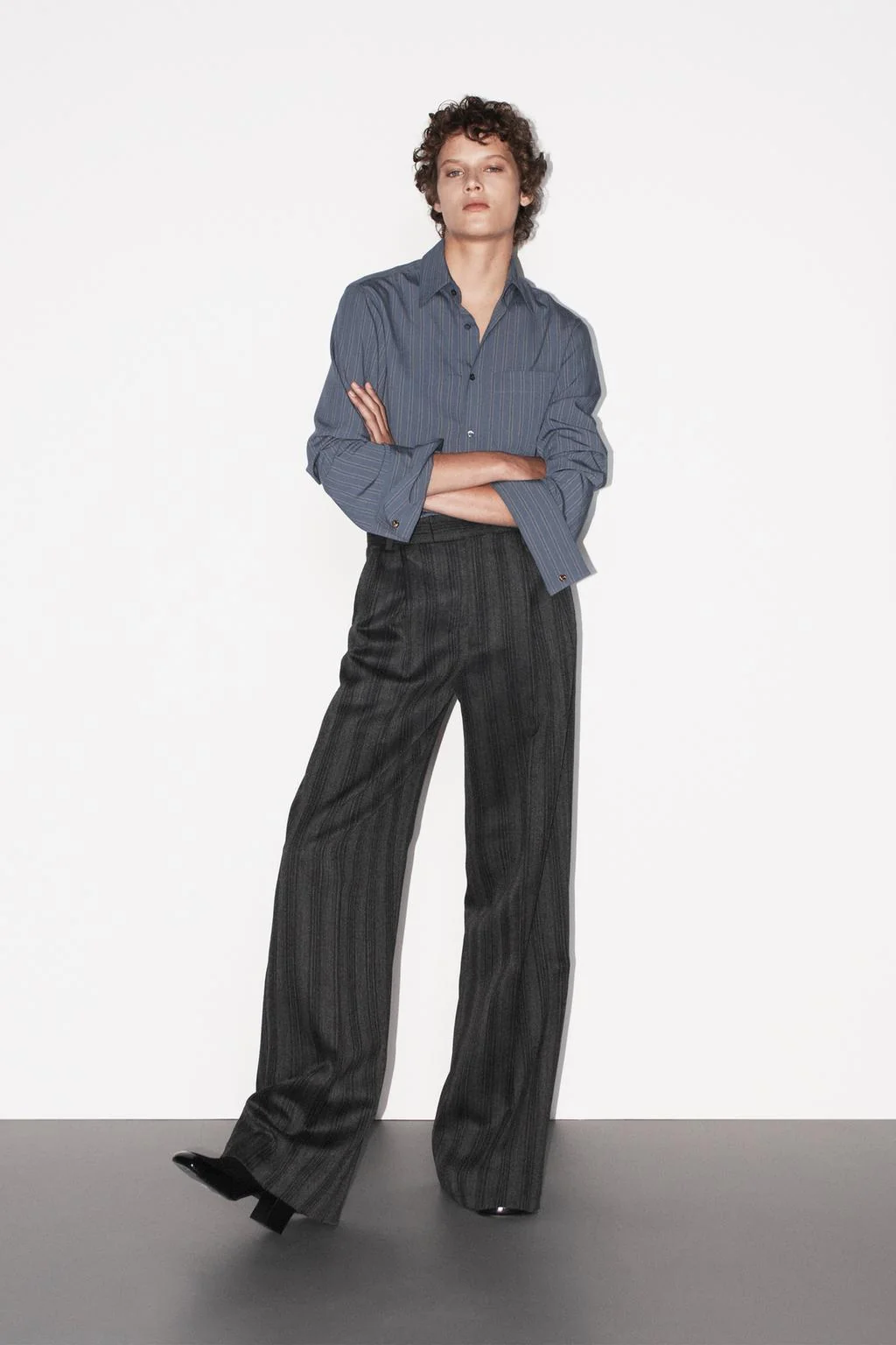 ZW COLLECTION широкие брюки из 100% шерсти в елочку