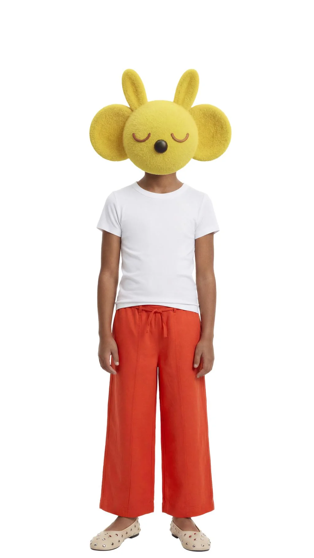 Прямые брюки со смесовой тканью и льном