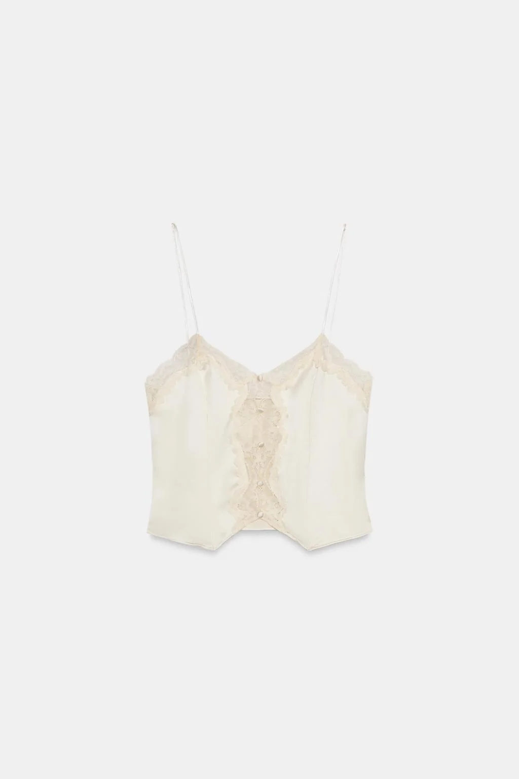 SATIN LACE CROP TOP