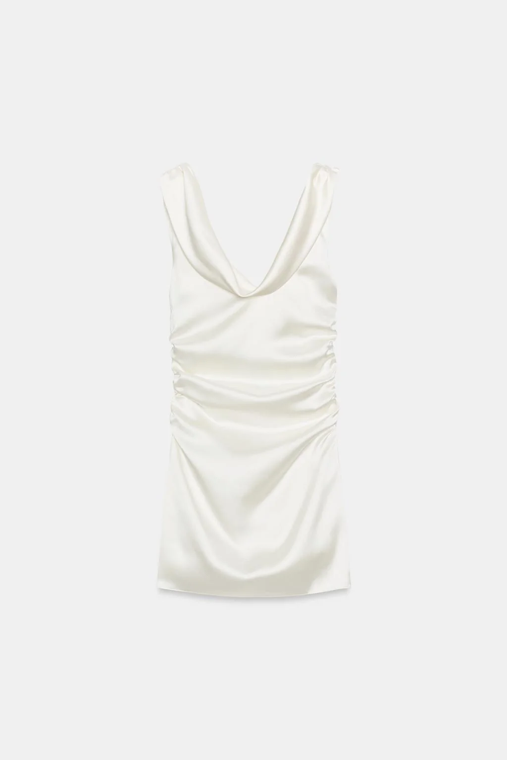 Сатиновое мини-платье с драпировкой