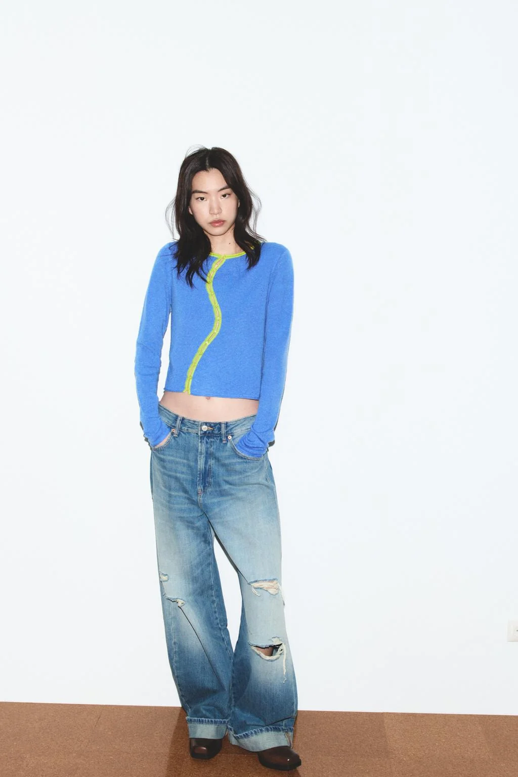 Двойнобортный трикотажный кардиган